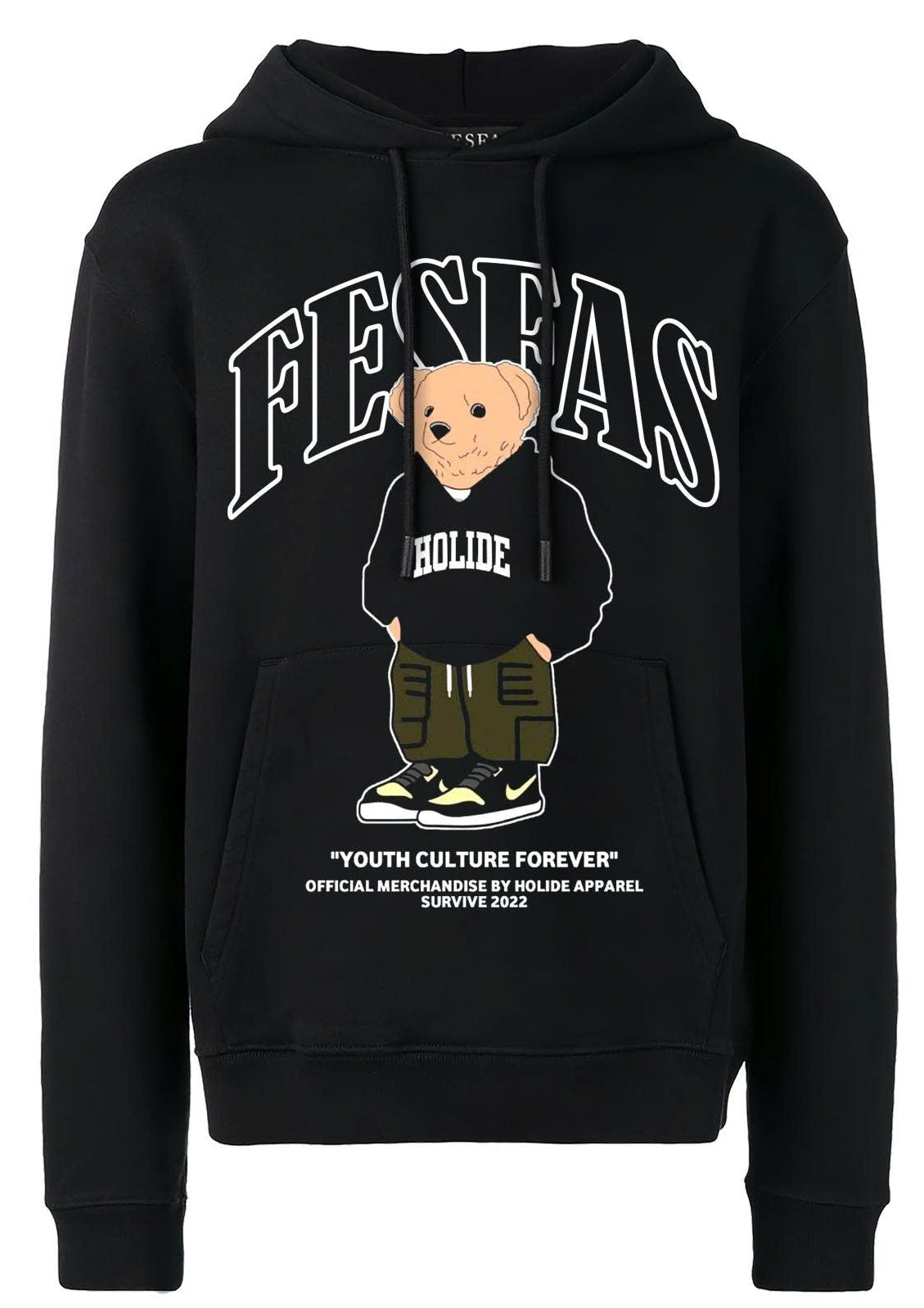 FesFas Bear-print Hoodie Set | Black | Men