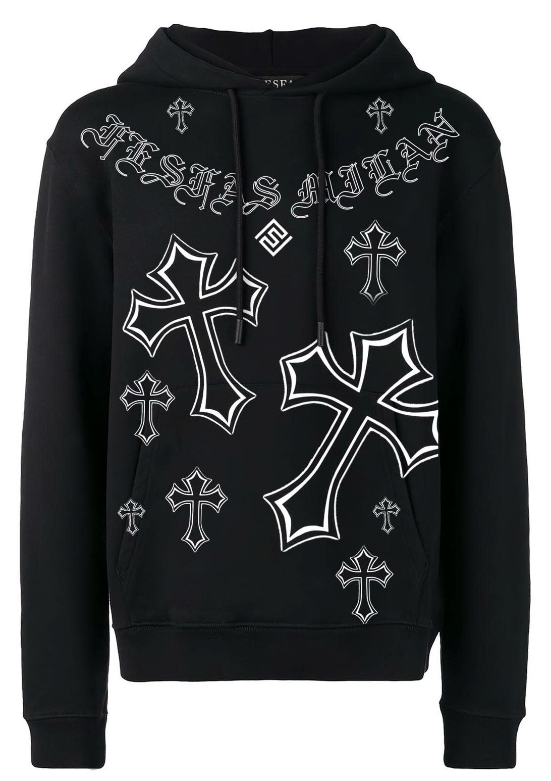 FesFas Cross-print Hoodie Set | Black | Men