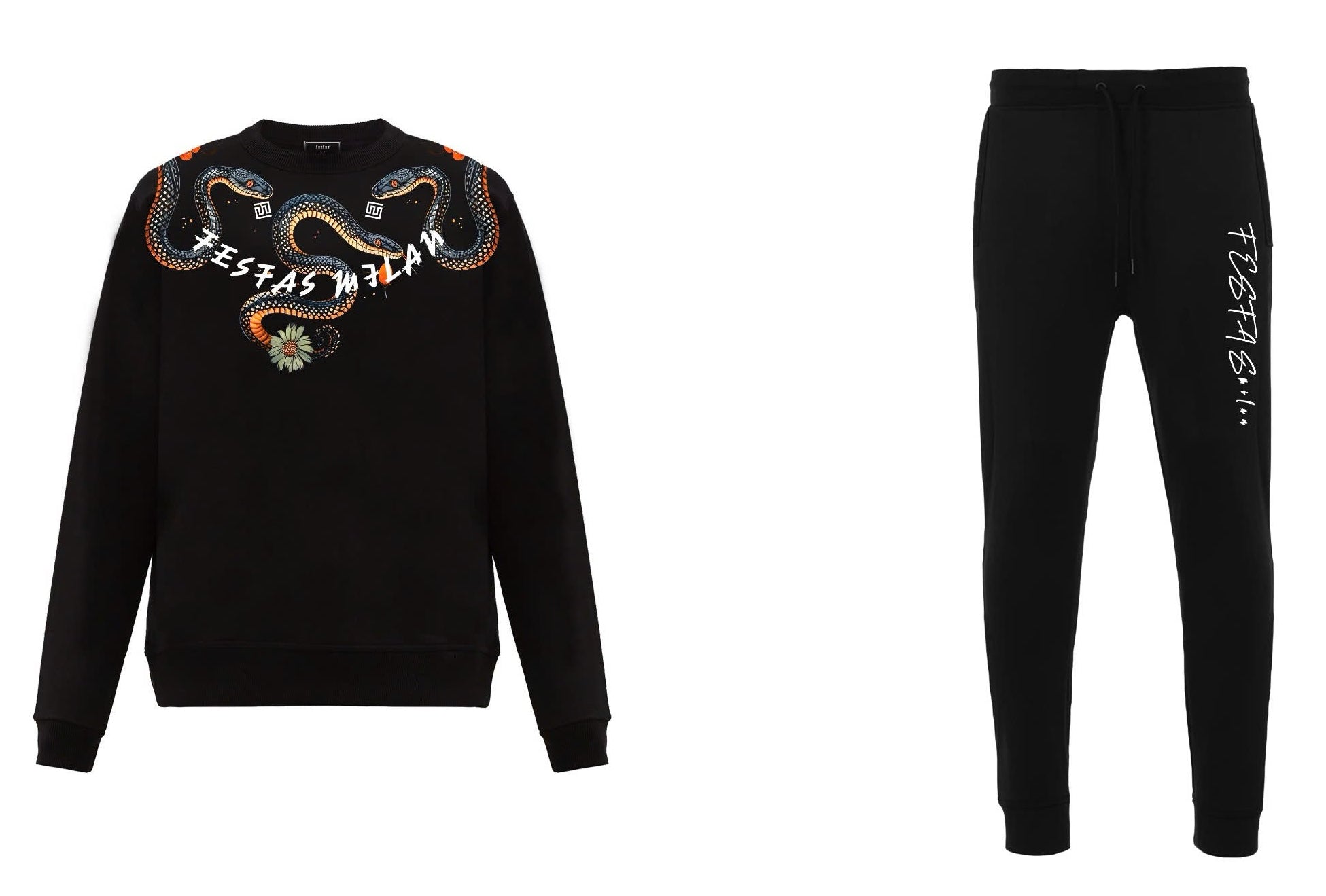 FesFas Snake-print Sweatshirt Set | Black | Men