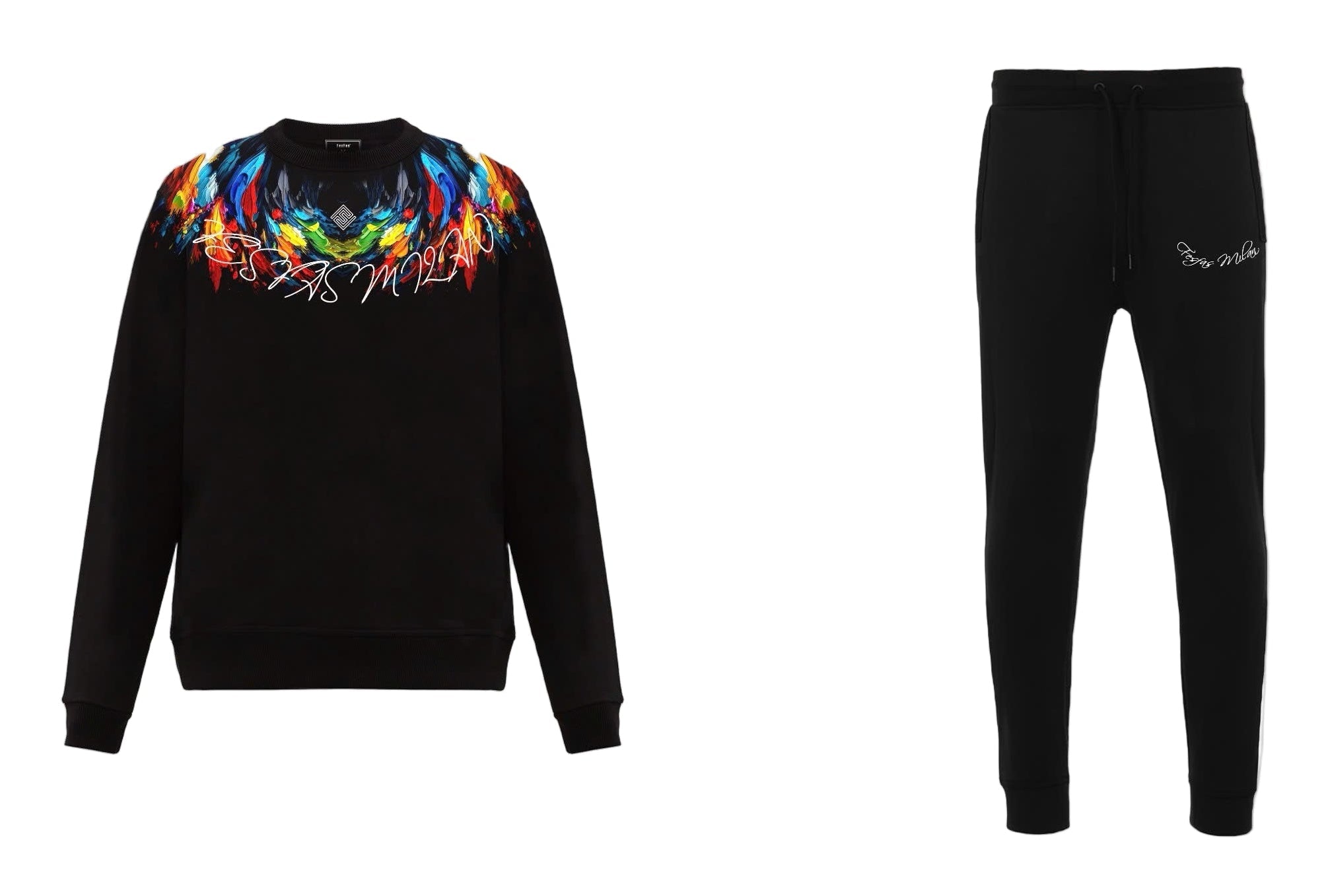 FesFas Feathers-print Sweatshirt Set | Black | Men
