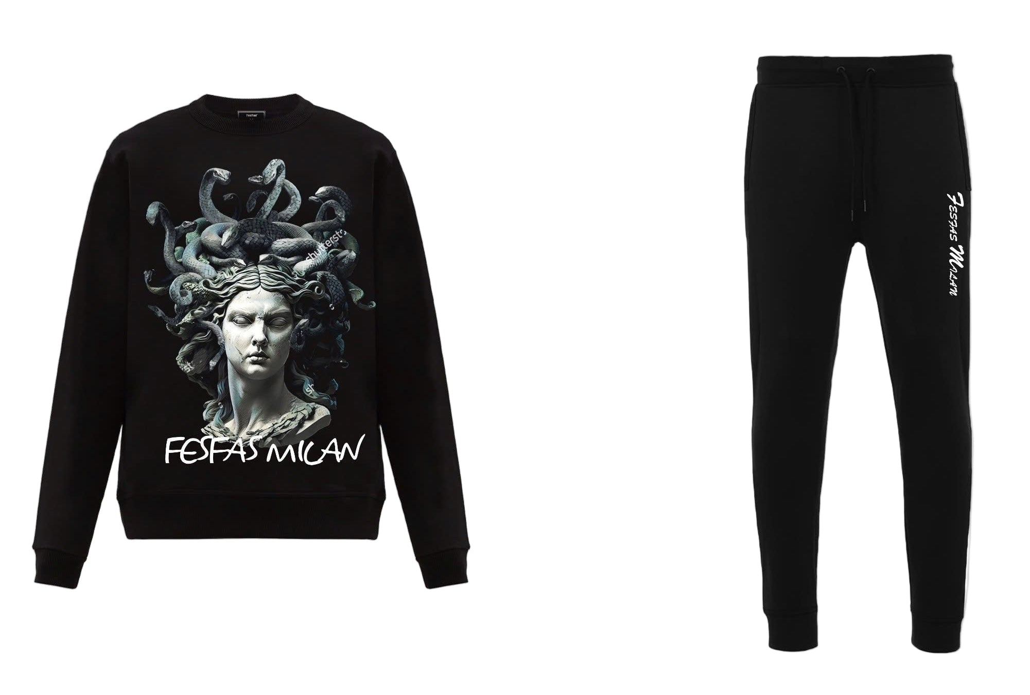 FesFas Medusa-print Sweatshirt Set | Black | Men