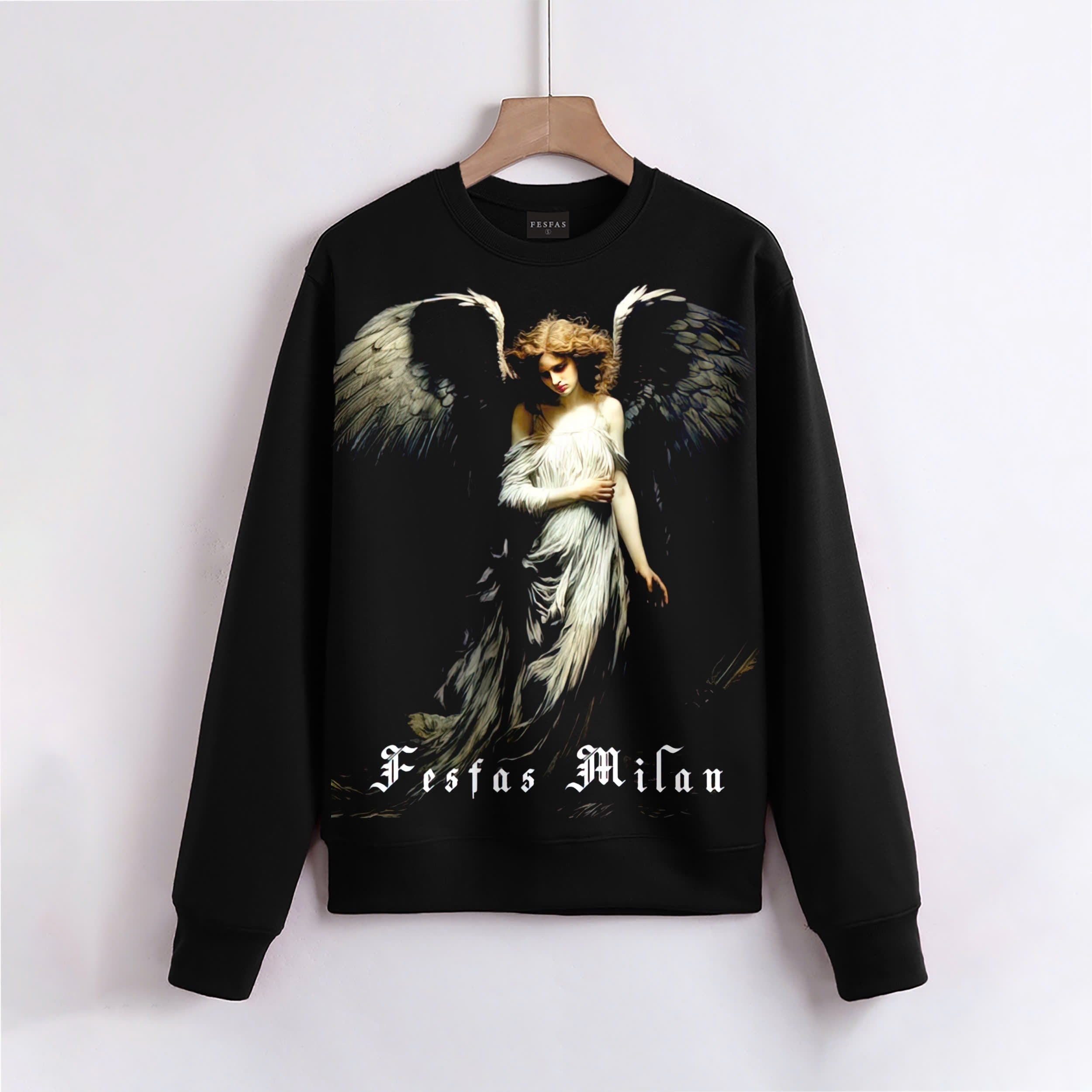 FesFas Angel-print Sweatshirt Set | Black | Men