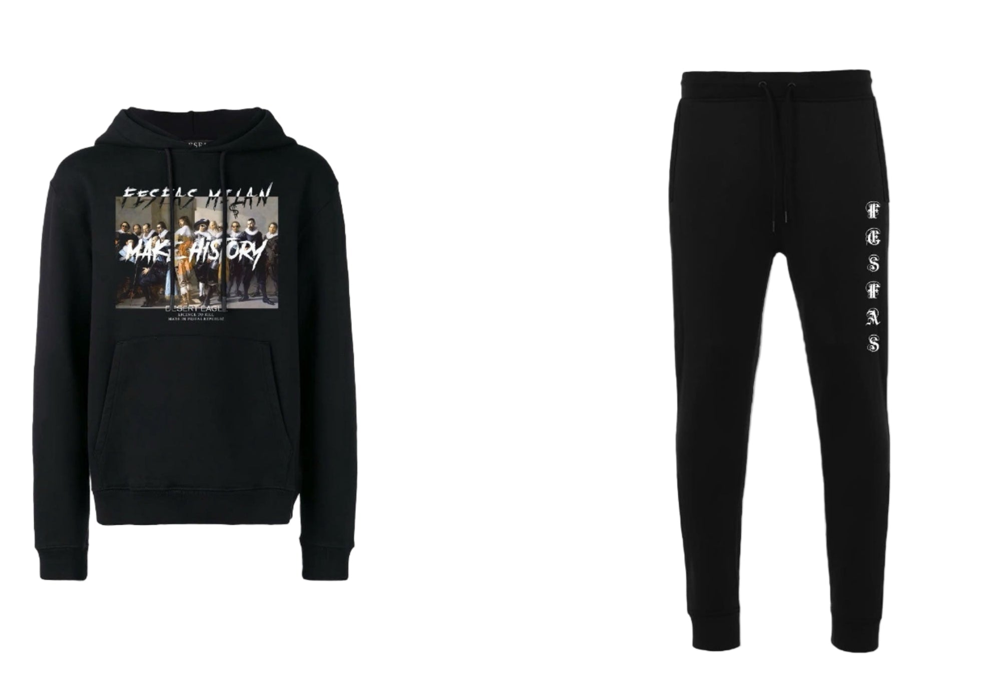 FesFas Famous painter-print Hoodie Set | Black | Men