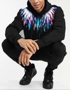 FesFas colorful feathers-print Hoodie Set | Black | Men