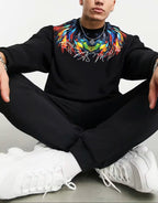FesFas Feathers-print Sweatshirt Set | Black | Men