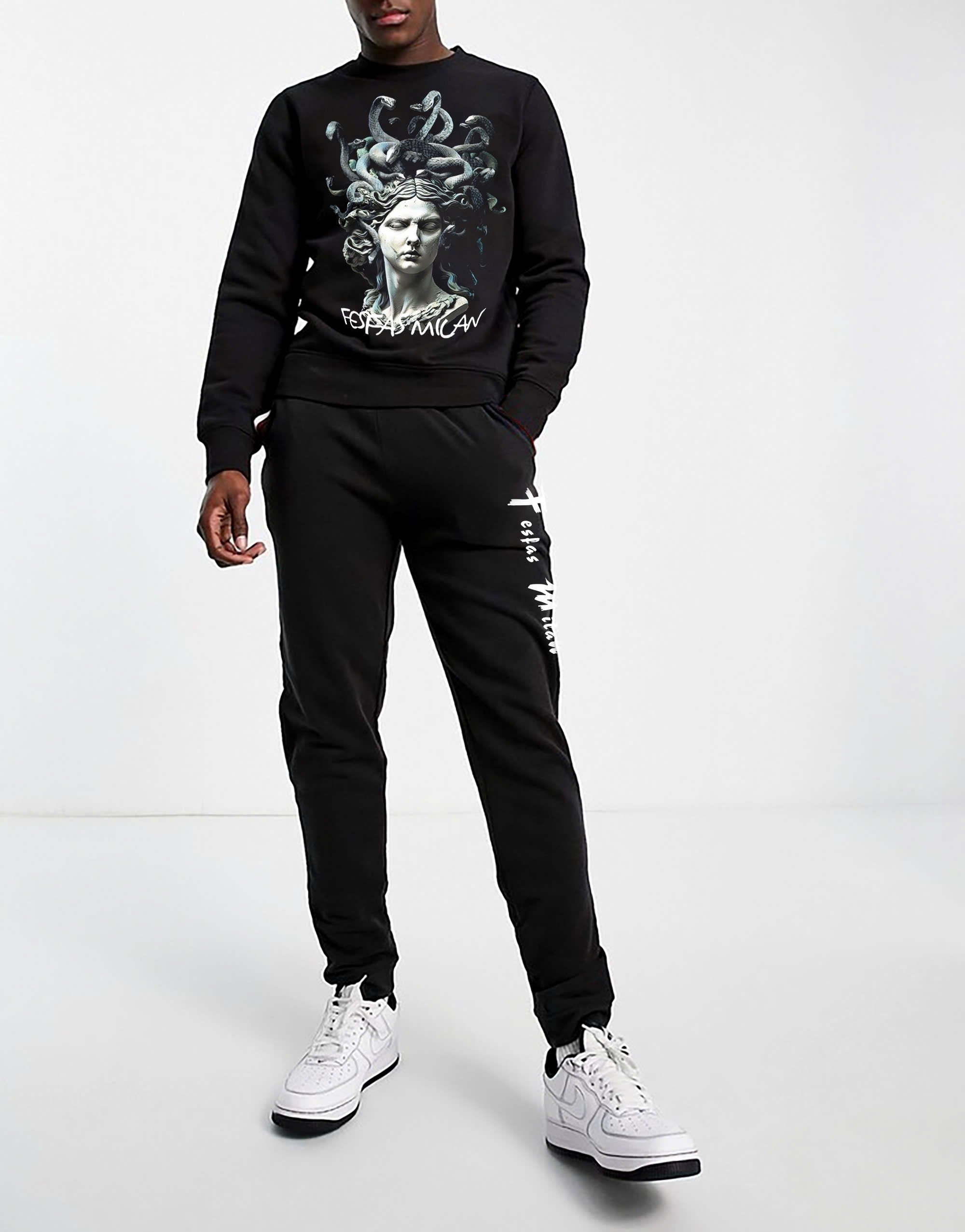 FesFas Medusa-print Sweatshirt Set | Black | Men