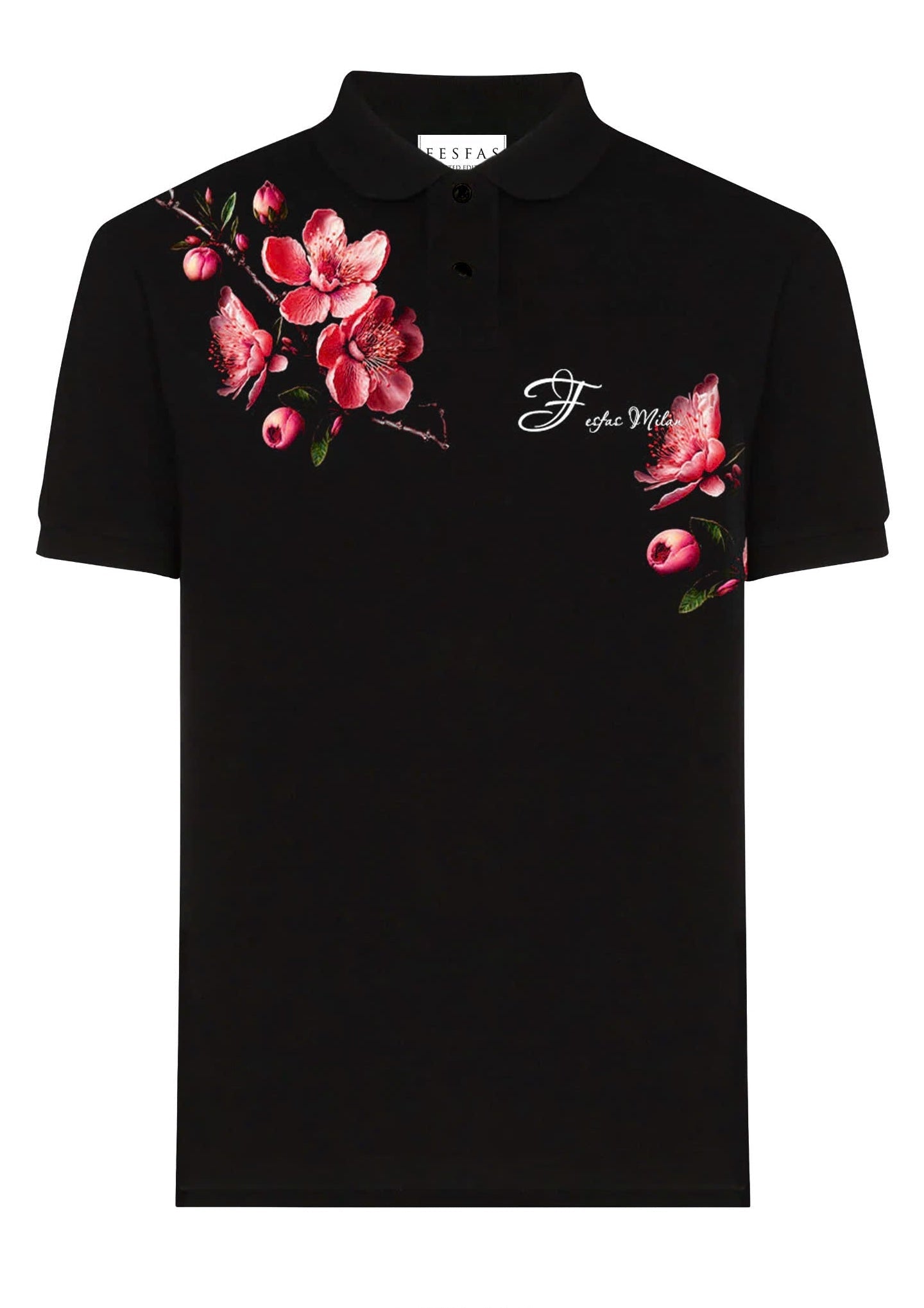 FesFas Floral-print | Áo Polo | Nam | Màu Đen