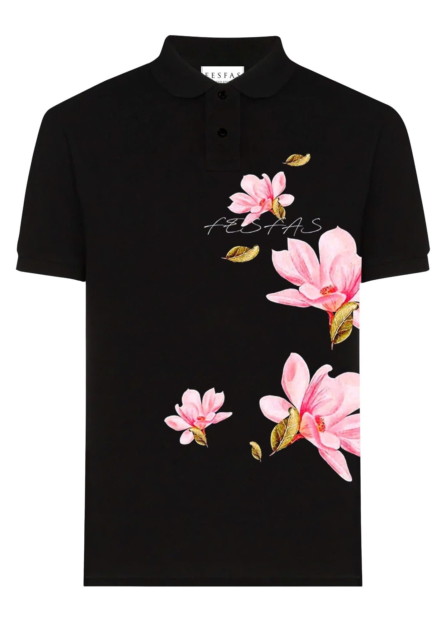 FesFas Floral-print | Áo Polo | Nam | Màu Đen