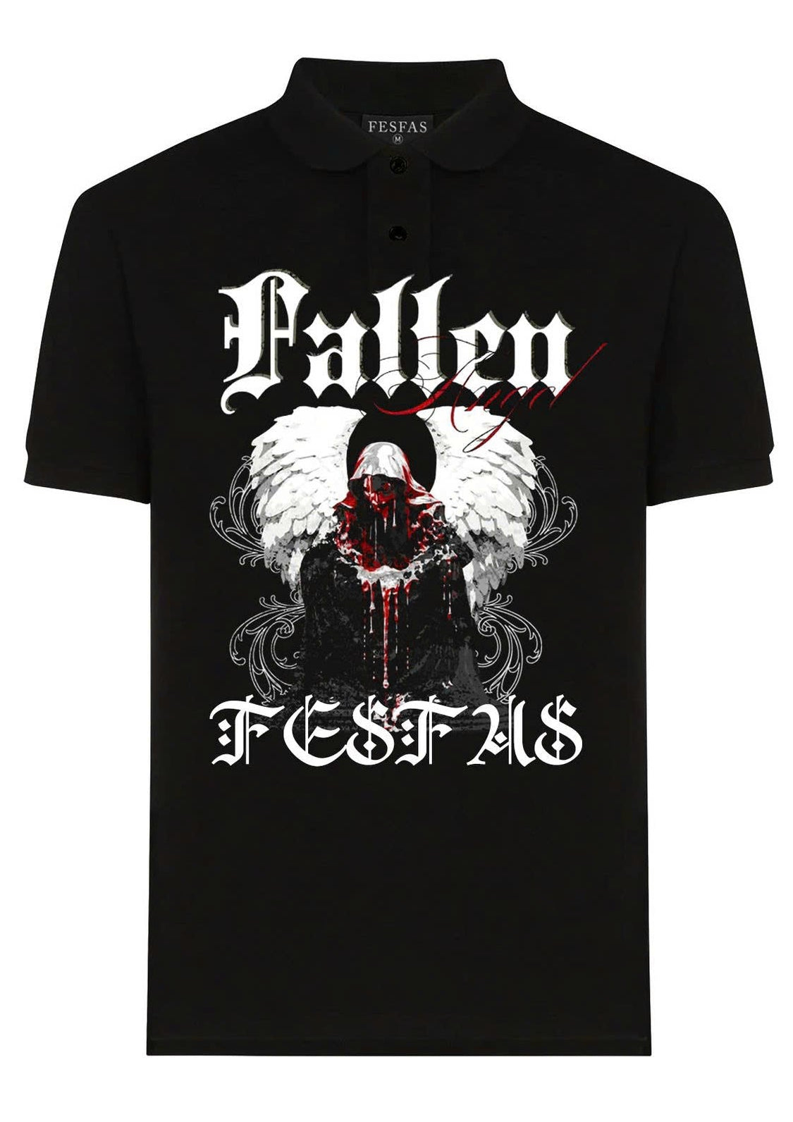 FesFas Angel-print | Áo Polo | Nam | Màu Đen