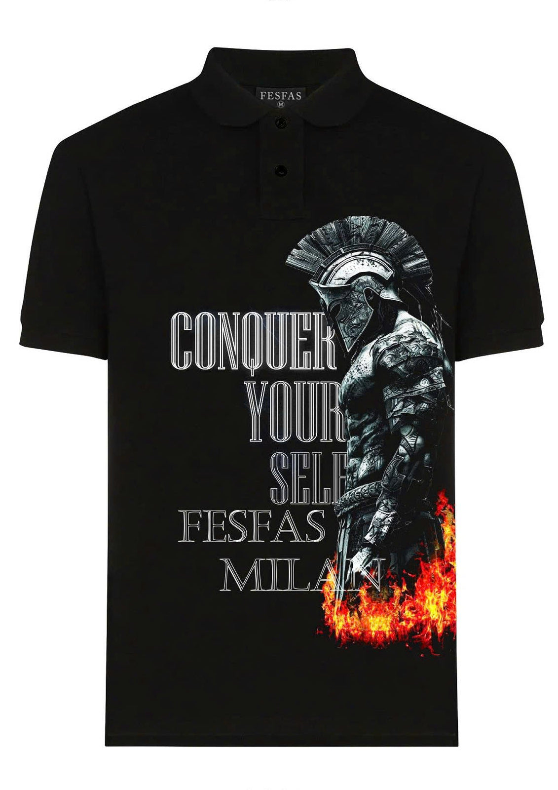 FesFas Spartan Warrior-print | Áo Polo | Nam | Màu Đen