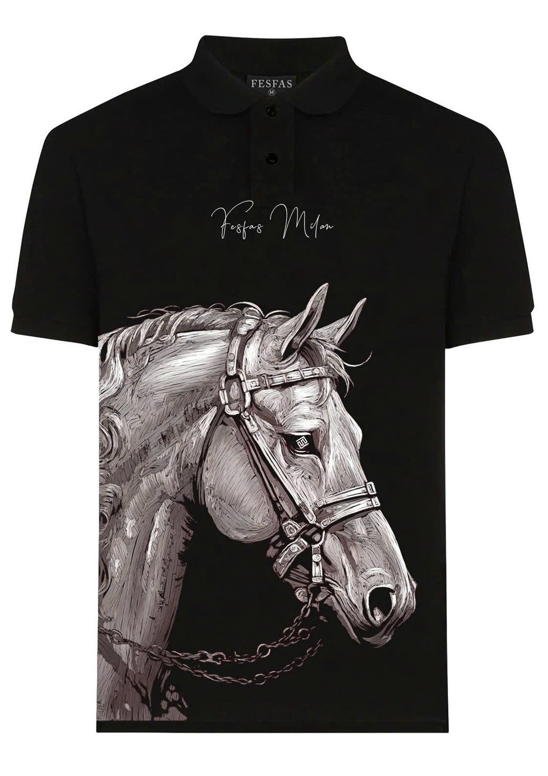 FesFas Horse-print | Áo Polo | Nam | Màu Đen