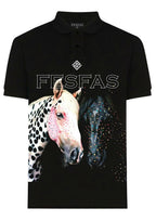 FesFas Horse-print | Áo Polo | Nam | Màu Đen