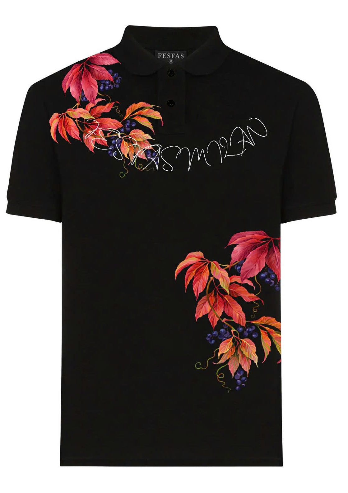 FesFas Leaf-print | Áo Polo | Nam | Màu Đen