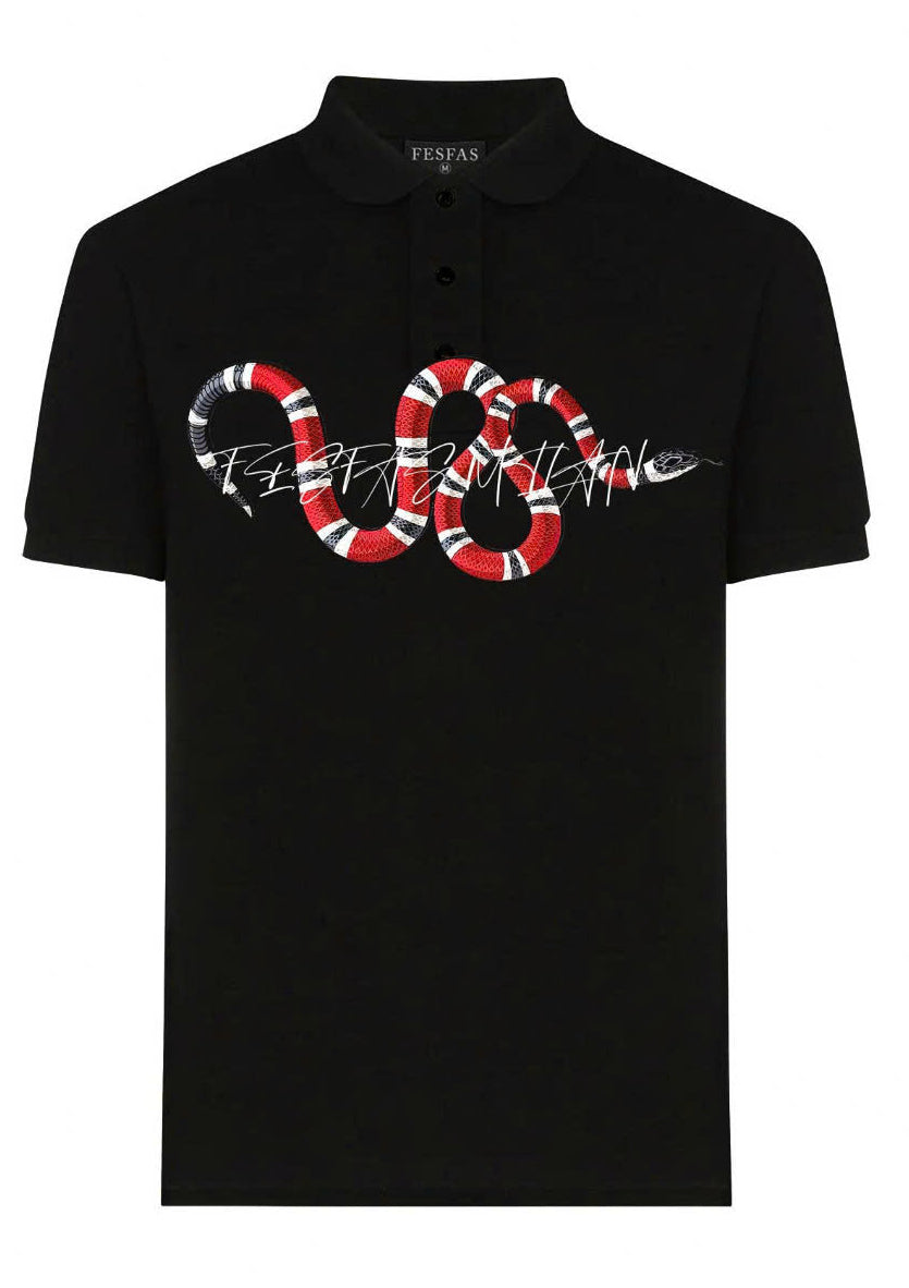 FesFas Snake-print | Áo Polo | Nam | Màu Đen