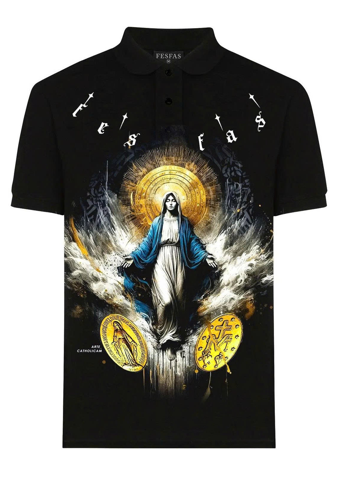 FesFas God-print | Áo Polo | Nam | Màu Đen