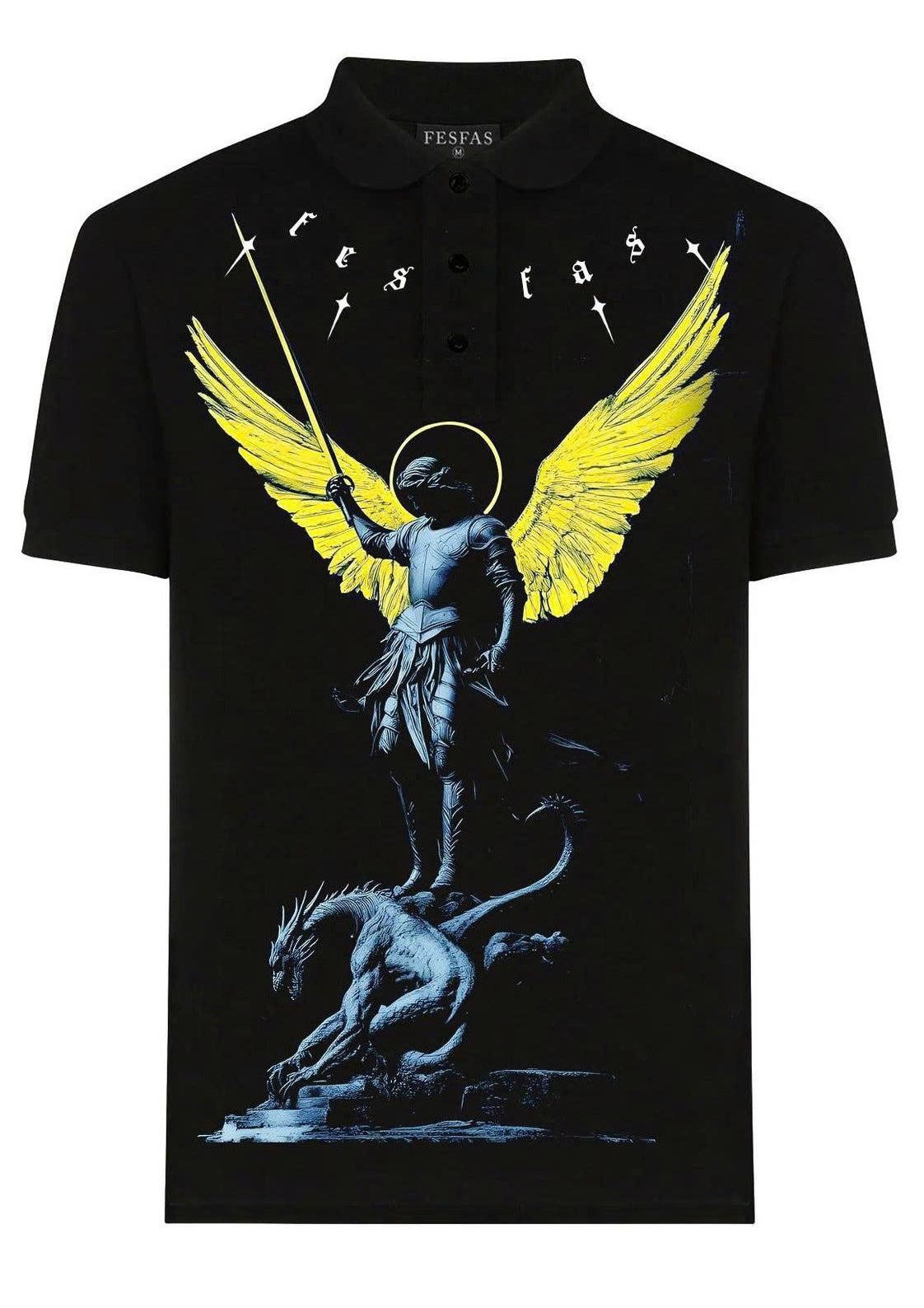 FesFas Angel-print | Áo Polo | Nam | Màu Đen