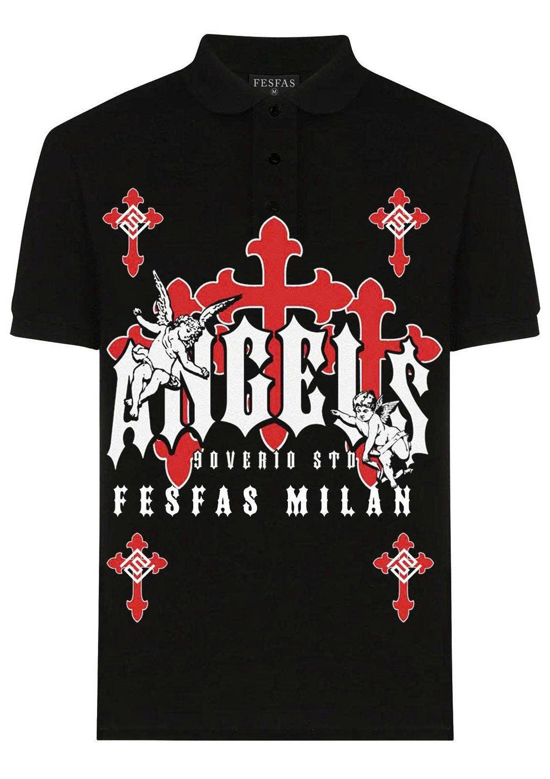 FesFas Angel-print | Áo Polo | Nam | Màu Đen