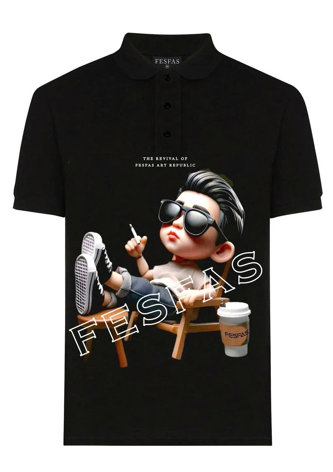 FesFas Boy-print | Áo Polo | Nam | Màu Đen