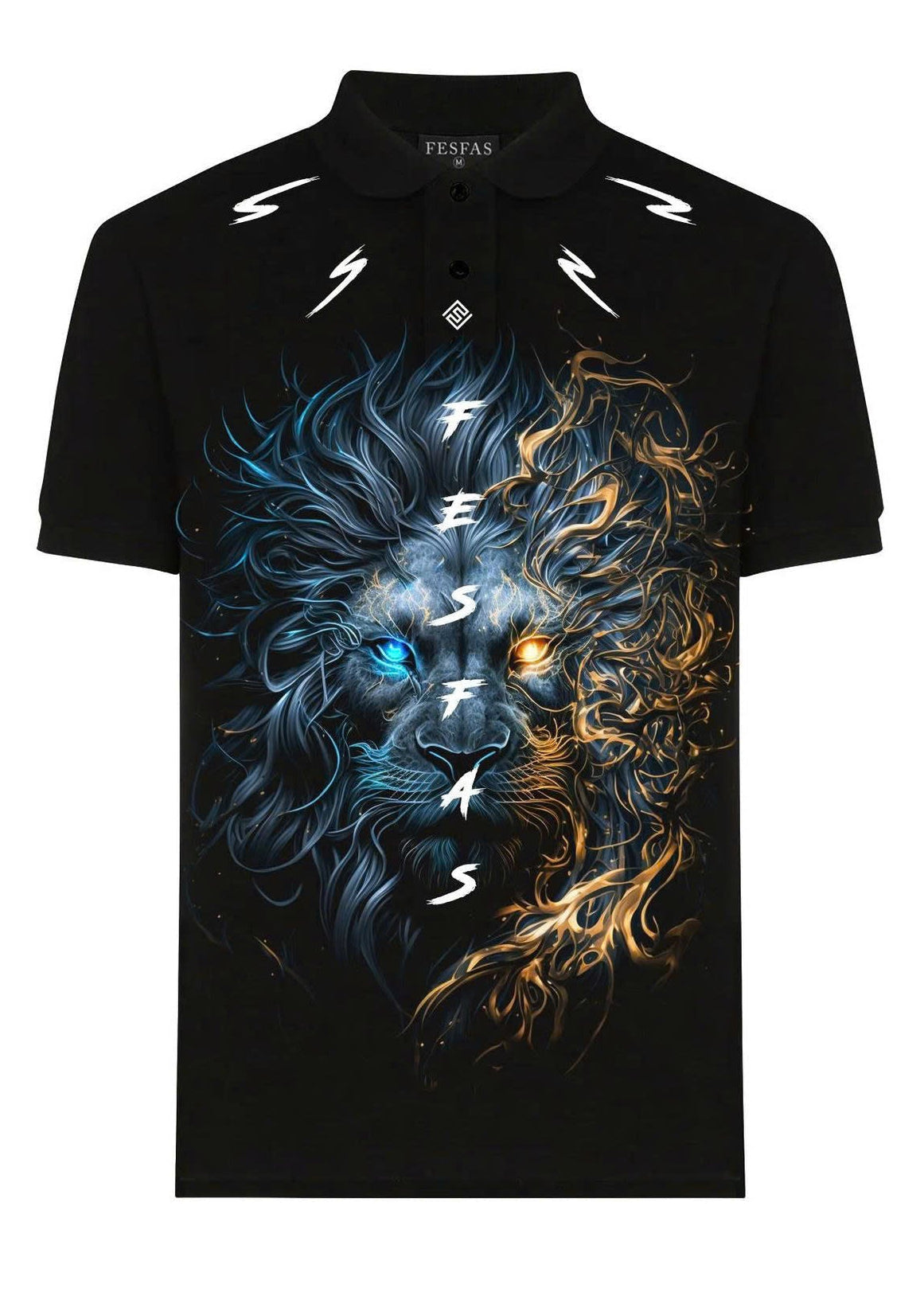 FesFas Lion-print | Áo Polo | Nam | Màu Đen
