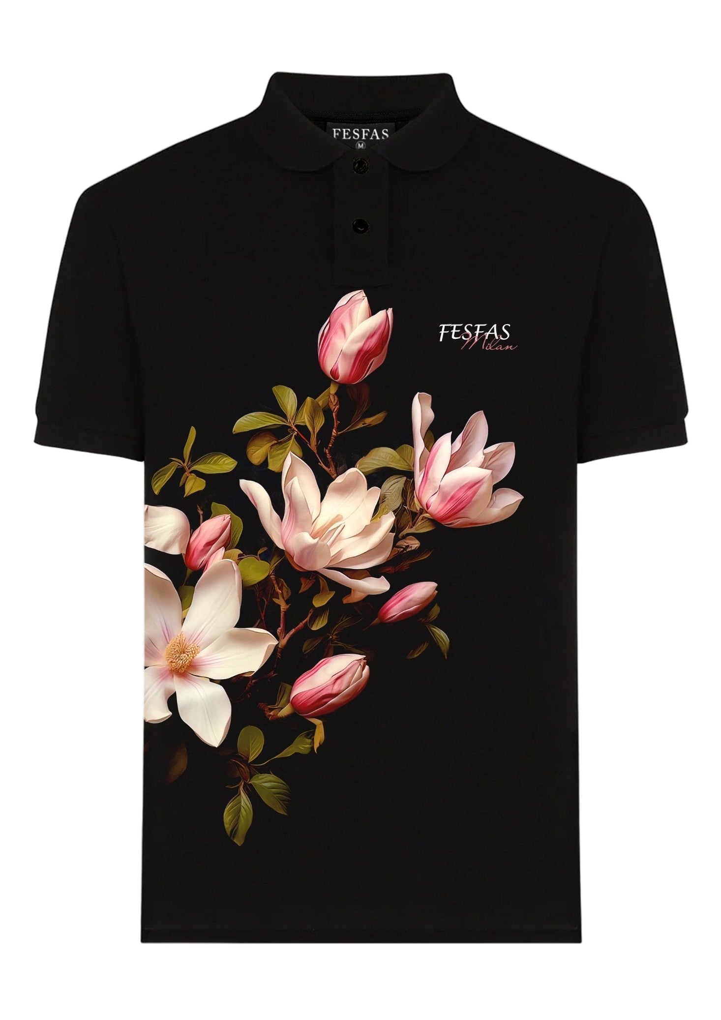 FesFas Floral-print | Áo Polo | Nam | Màu Đen