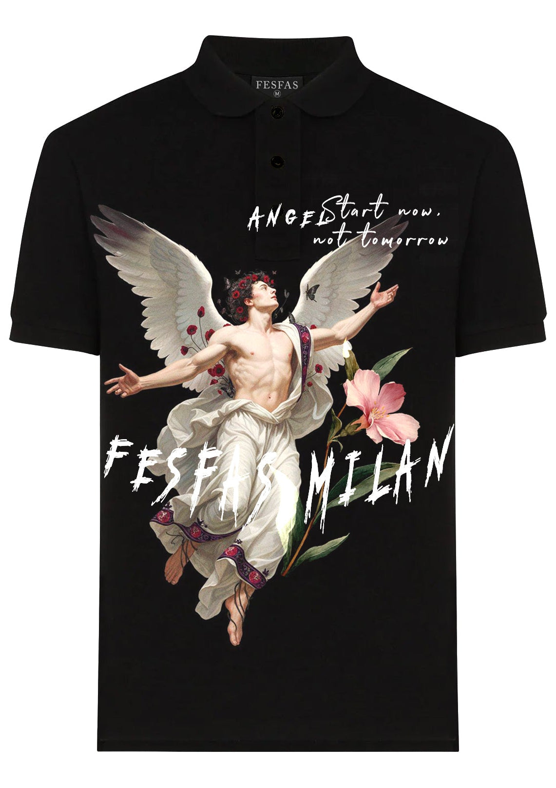 FesFas angel-print | Áo Polo | Nam | Màu Đen