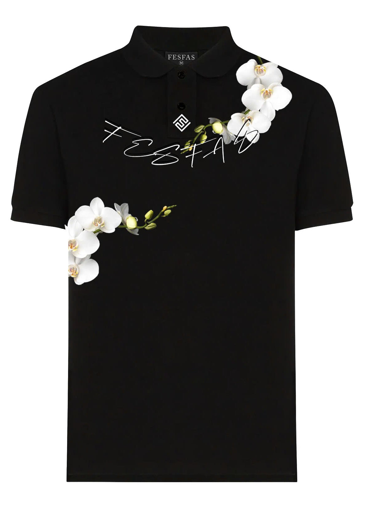 FesFas Floral-print | Áo Polo | Nam | Màu Đen
