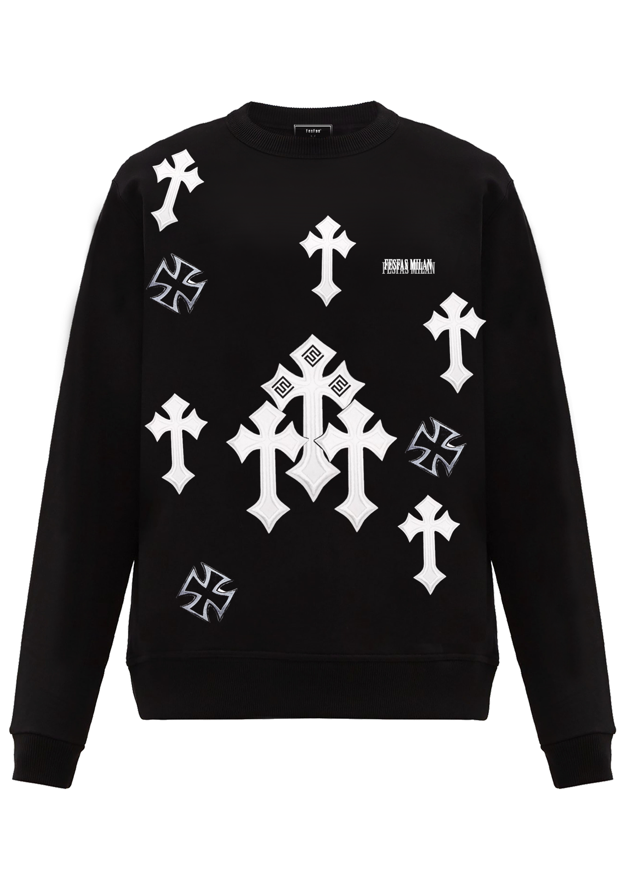 FesFas Cross-print Sweatshirt Set | Black | Men