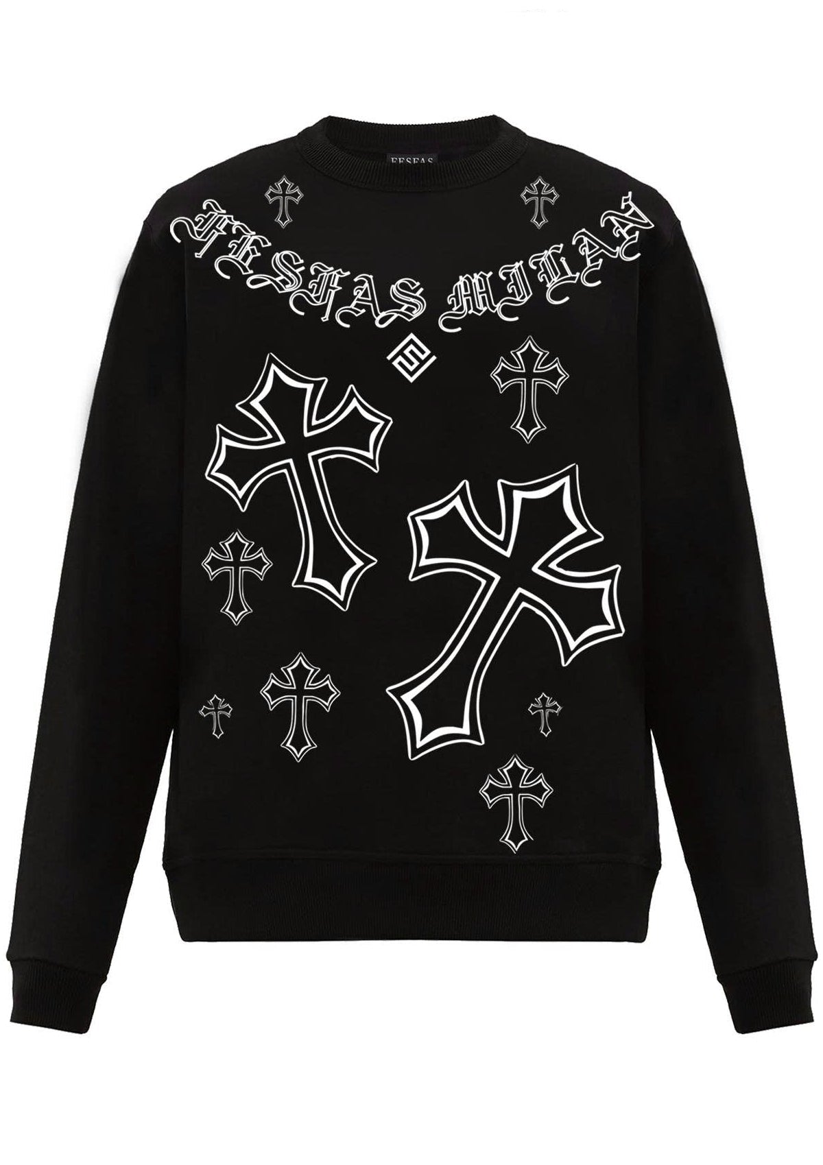 FesFas Cross-print Sweatshirt Set | Black | Men