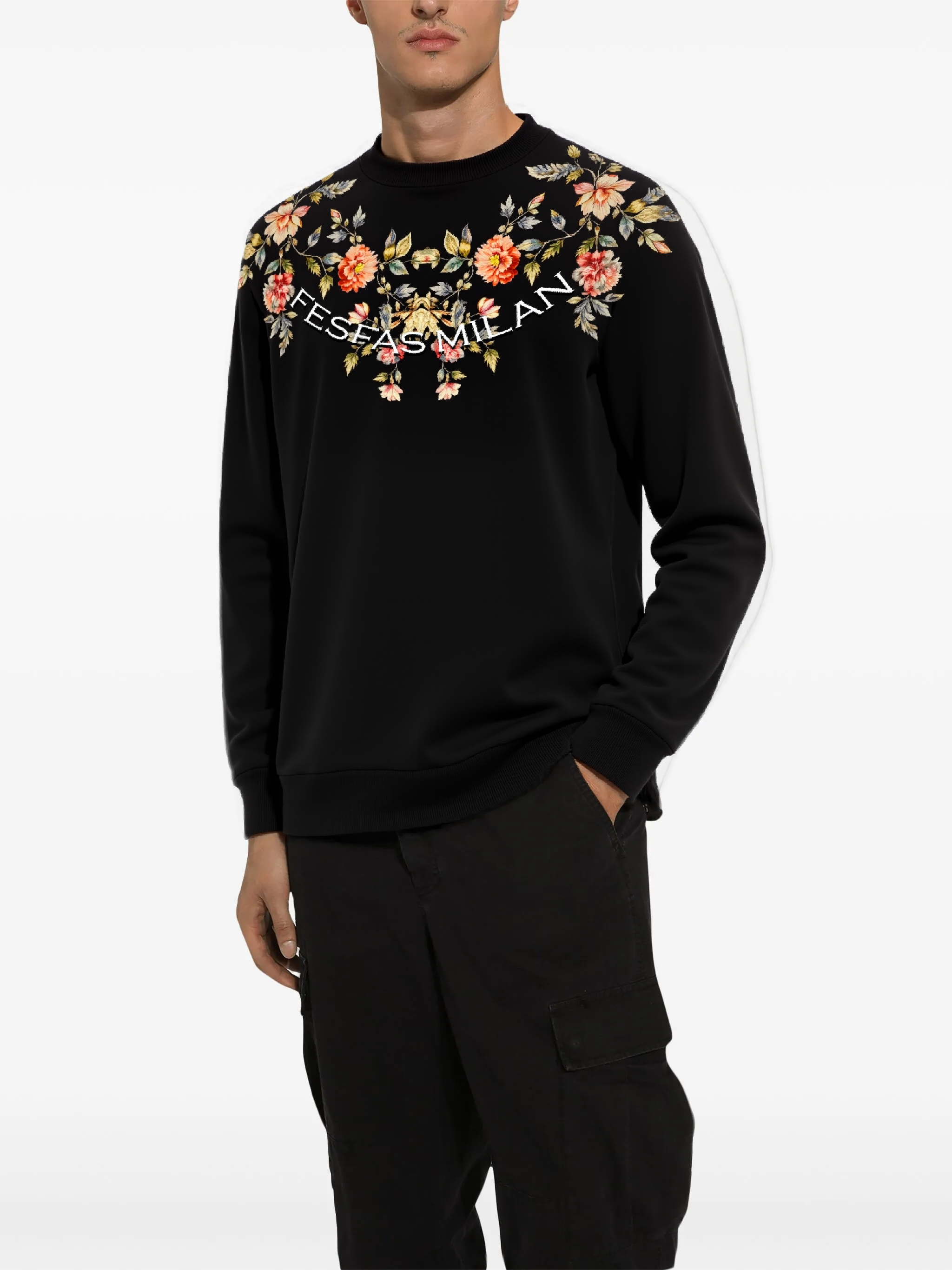 FesFas Flower-print Sweatshirt | Black | Men