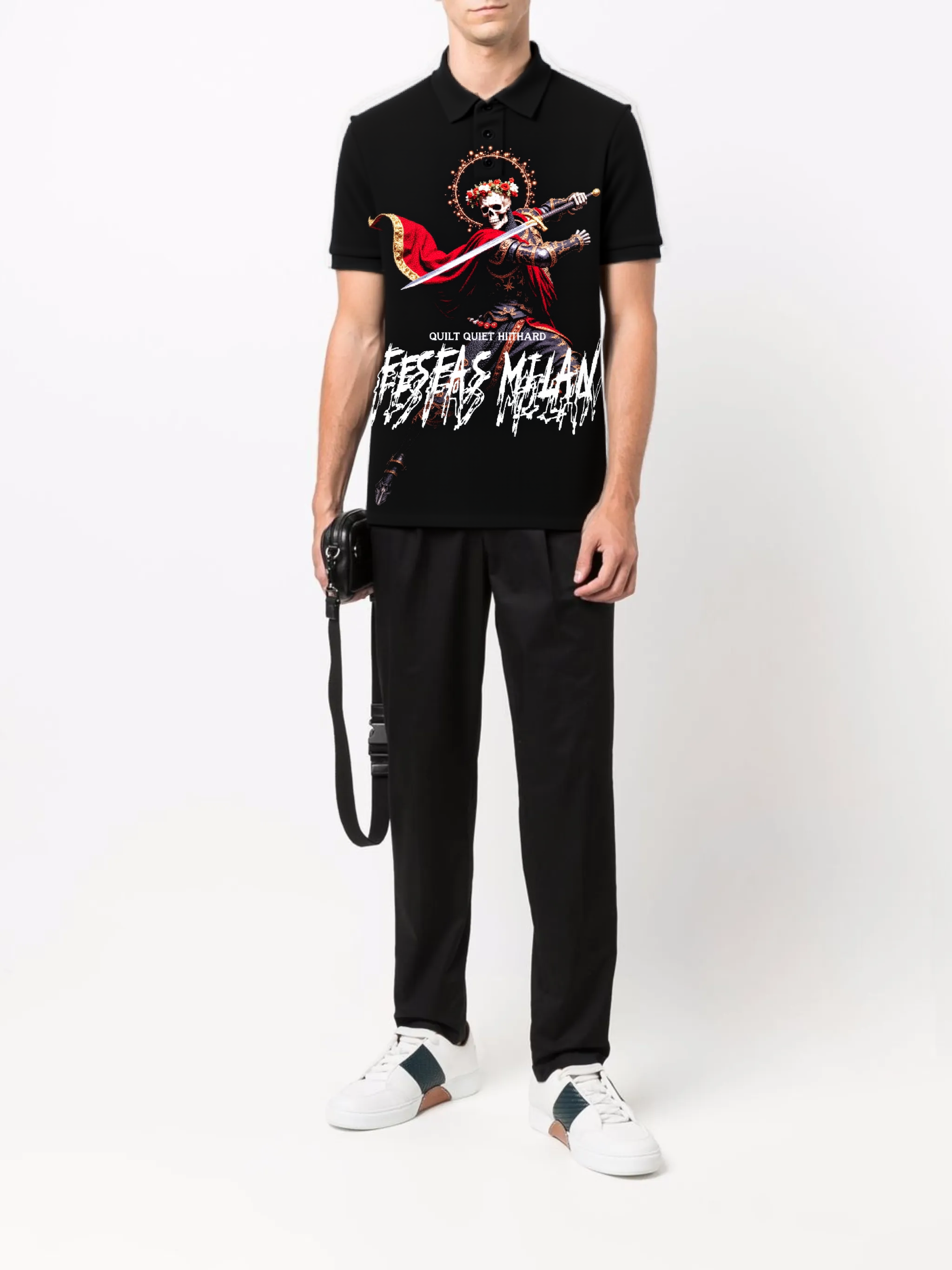 FesFas bone knight-print | Áo Polo | Nam | Màu Đen