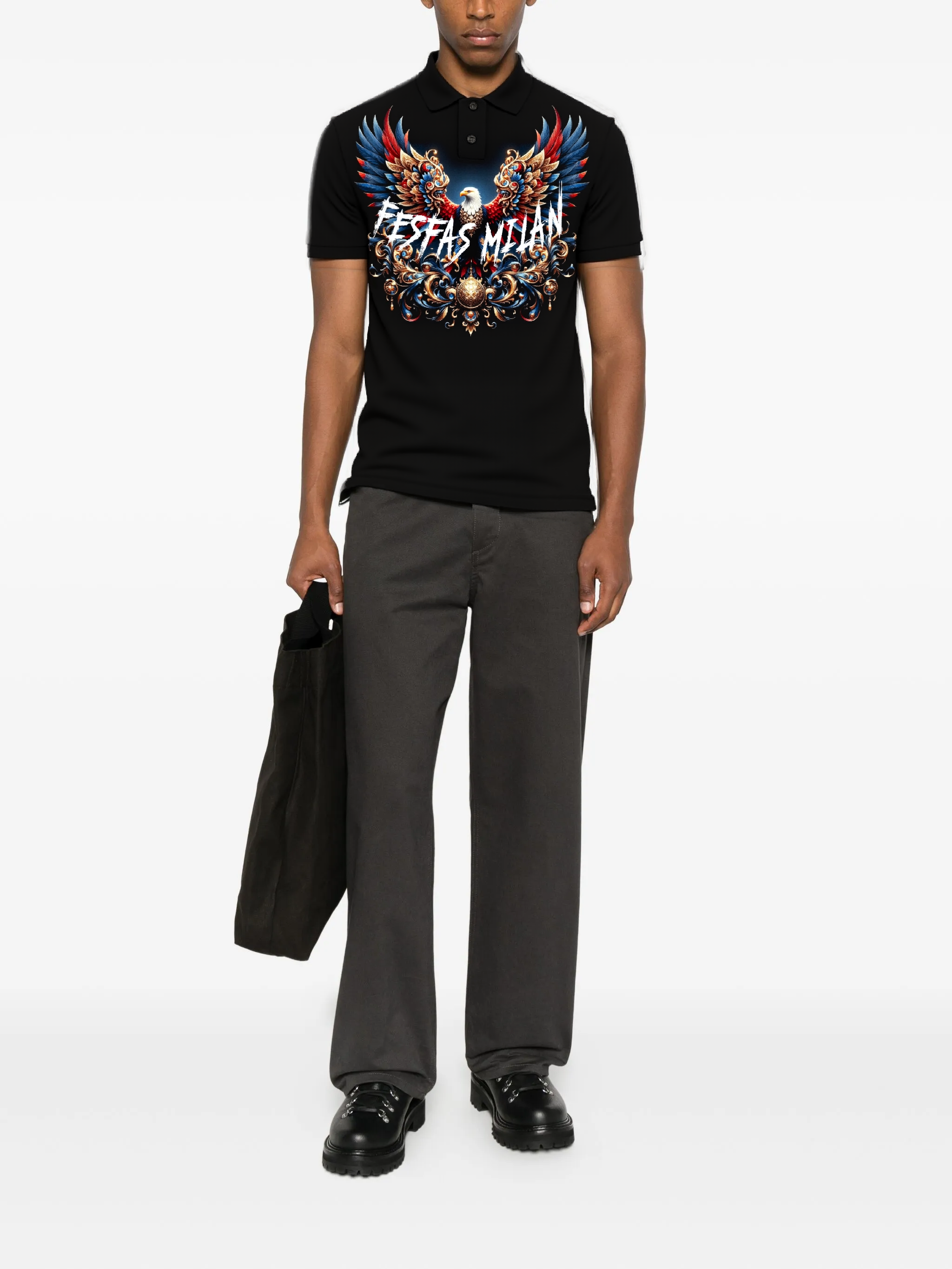 FesFas royal eagle-print | Áo Polo | Nam | Màu Đen
