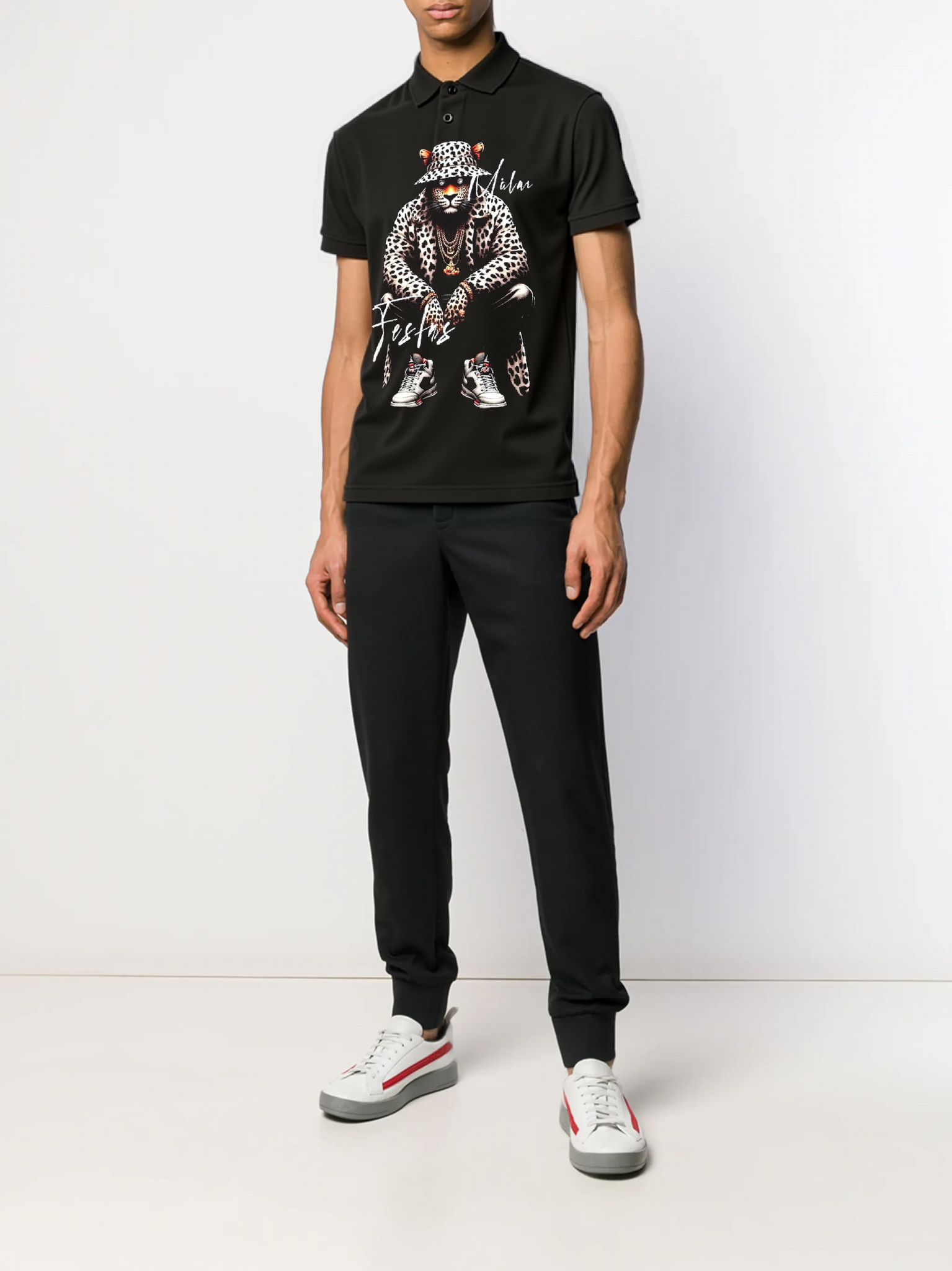 FesFas Leopard-print | Áo Polo | Nam | Màu Đen