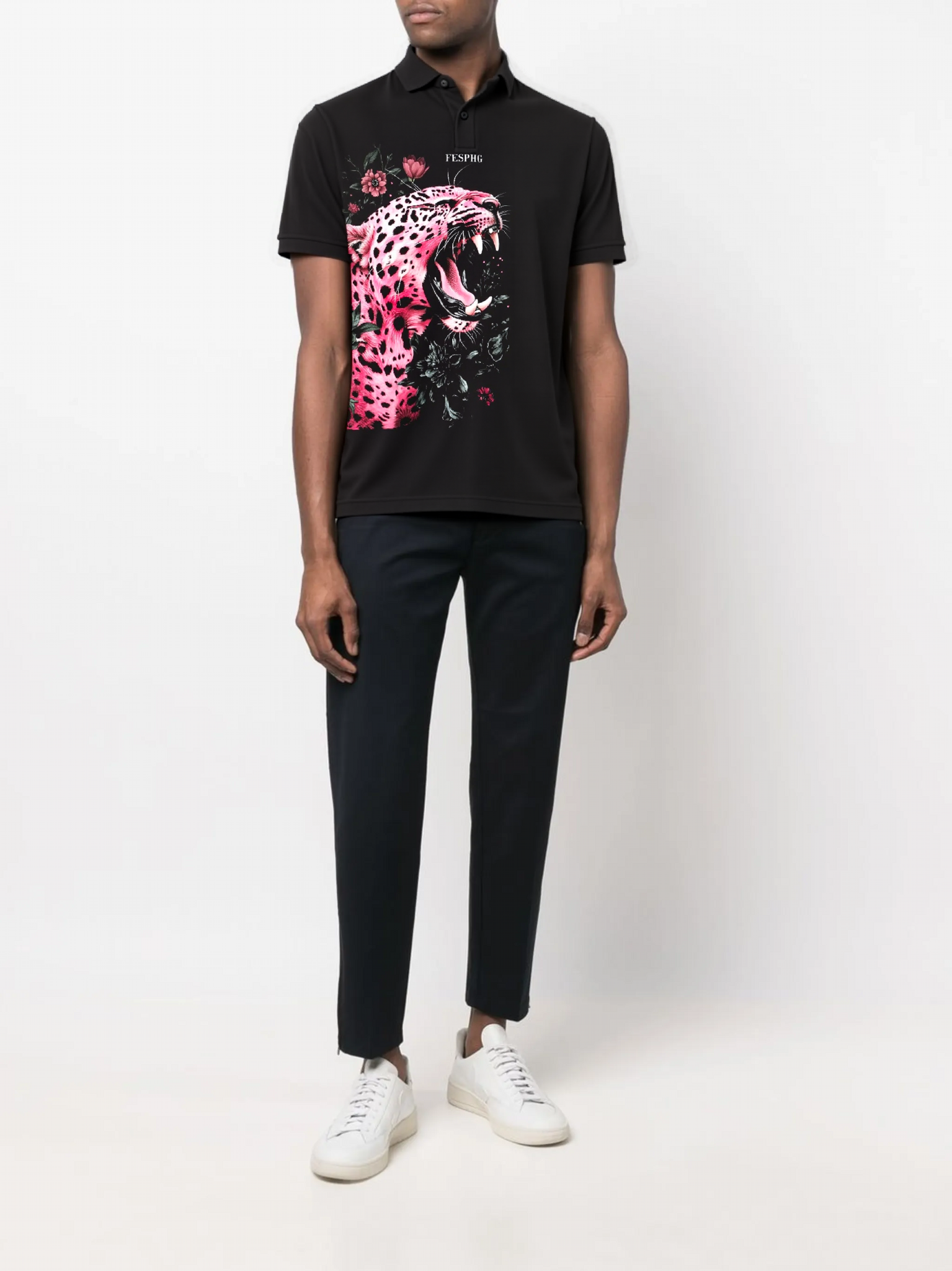 FesFas Pink Leopard-print | Áo Polo | Nam | Màu Đen