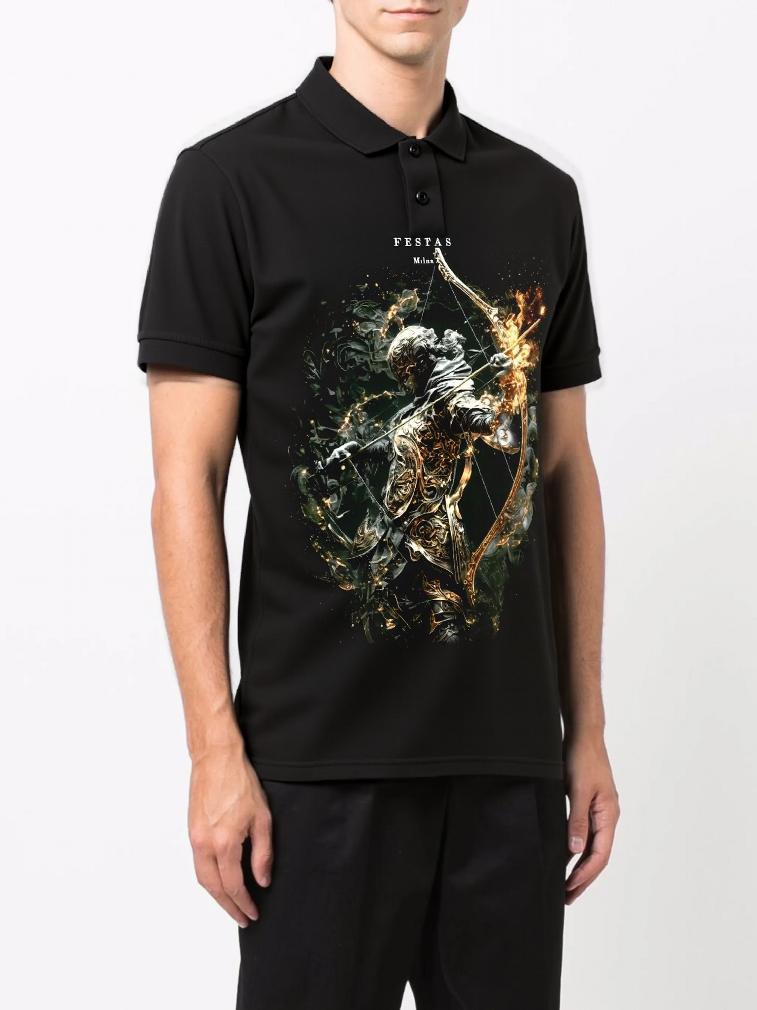 FesFas Warrior-print | Áo Polo | Nam | Màu Đen