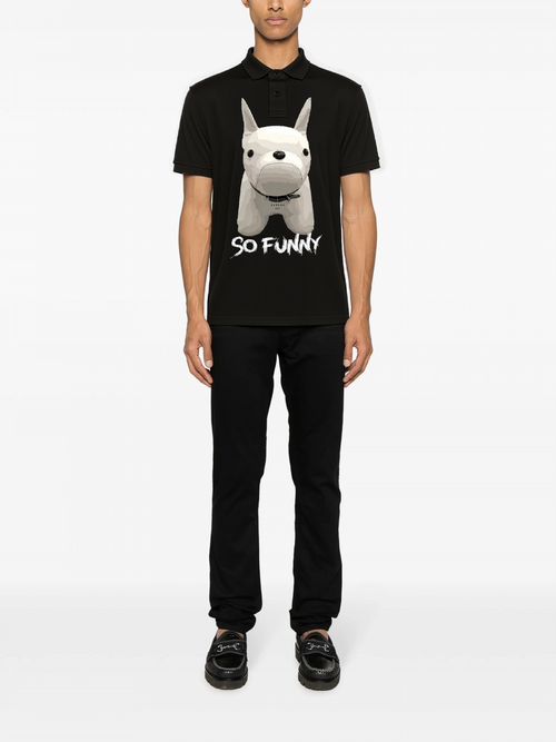 FesFas Bulldog-print | Áo Polo | Nam | Màu Đen