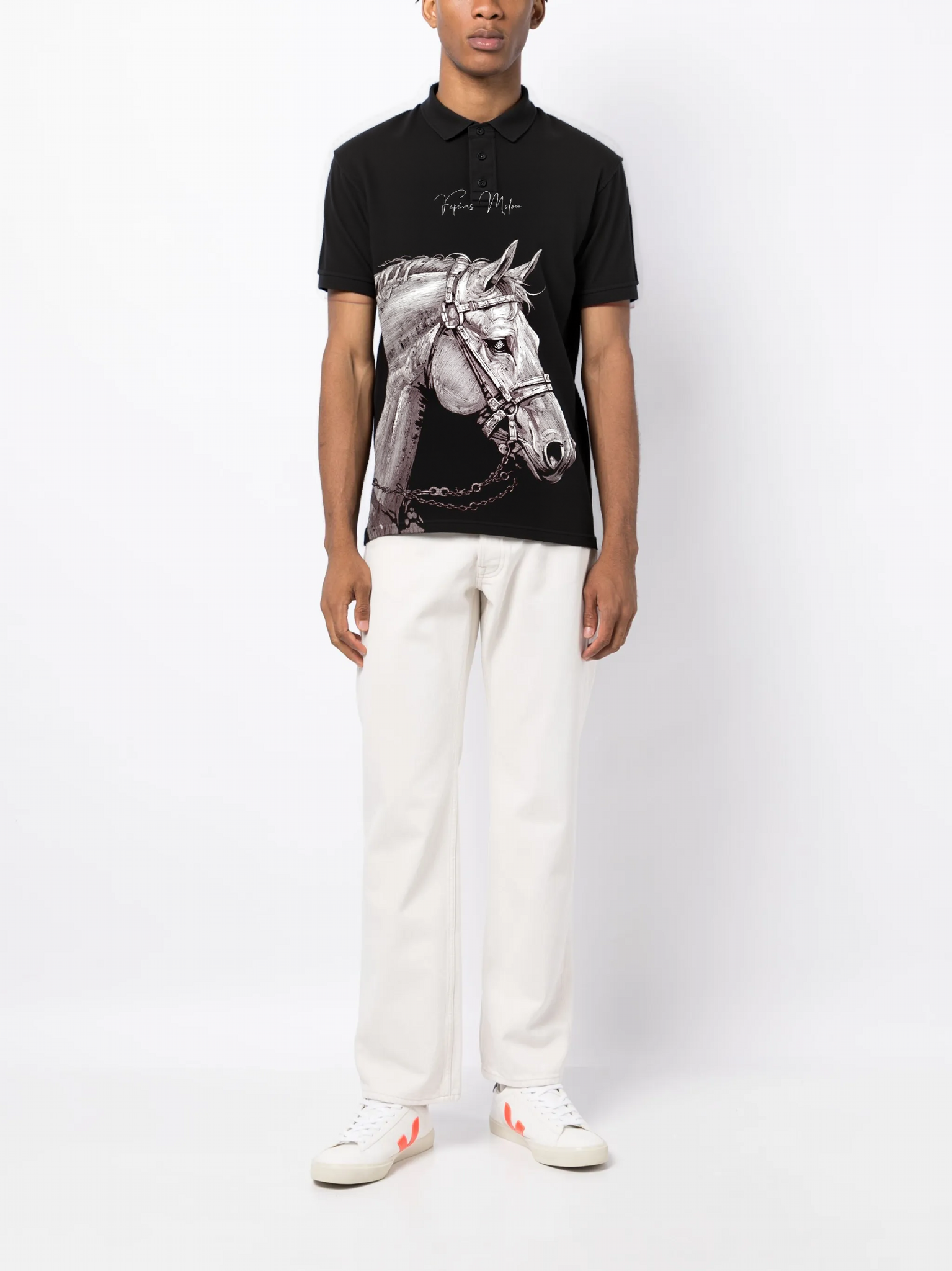 FesFas Horse-print | Áo Polo | Nam | Màu Đen
