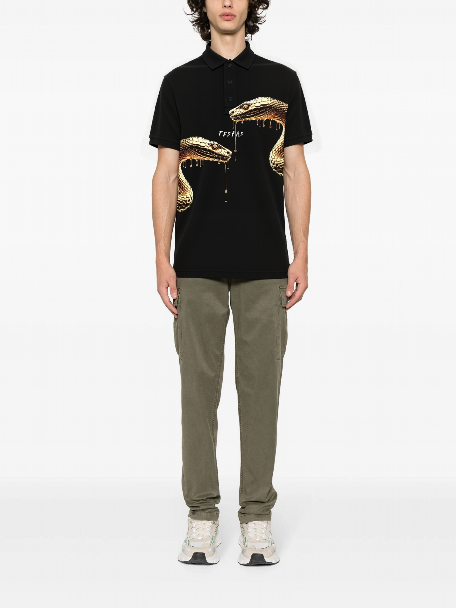 FesFas Snake-print | Áo Polo | Nam | Màu Đen