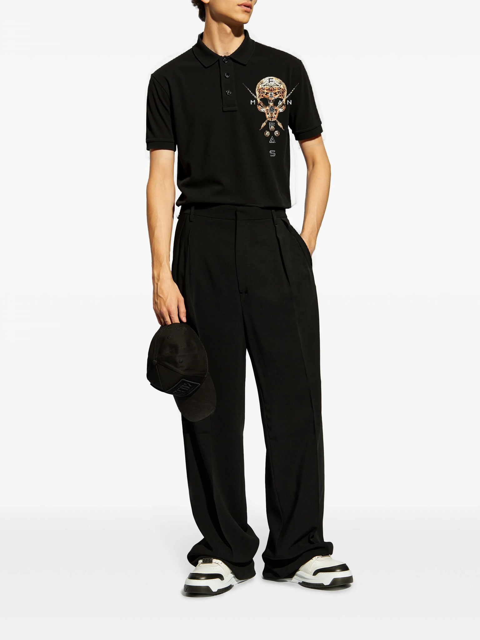 FesFas Skull-print | Áo Polo | Nam | Màu Đen