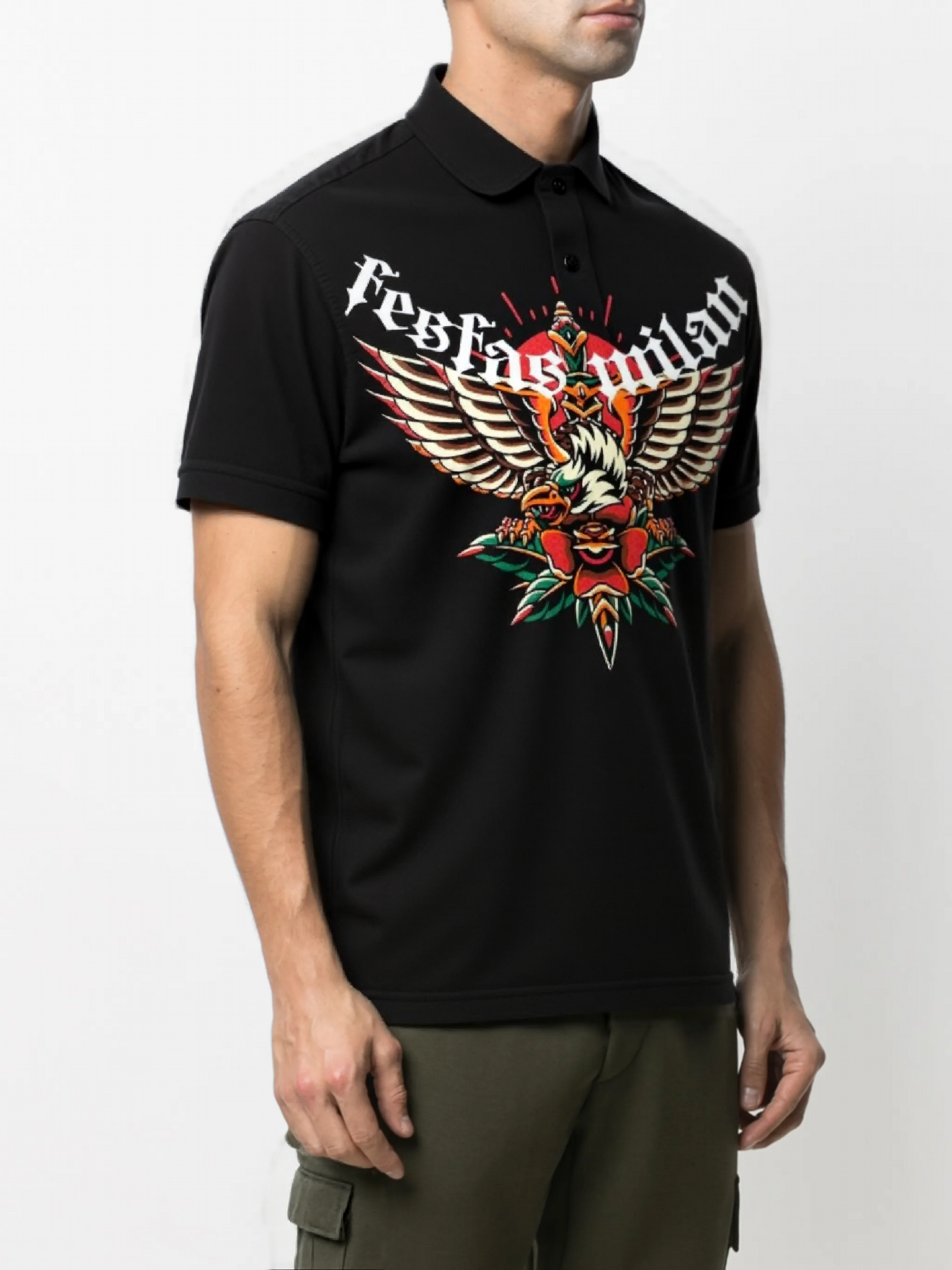 FesFas Eagle-print | Áo Polo | Nam | Màu Đen