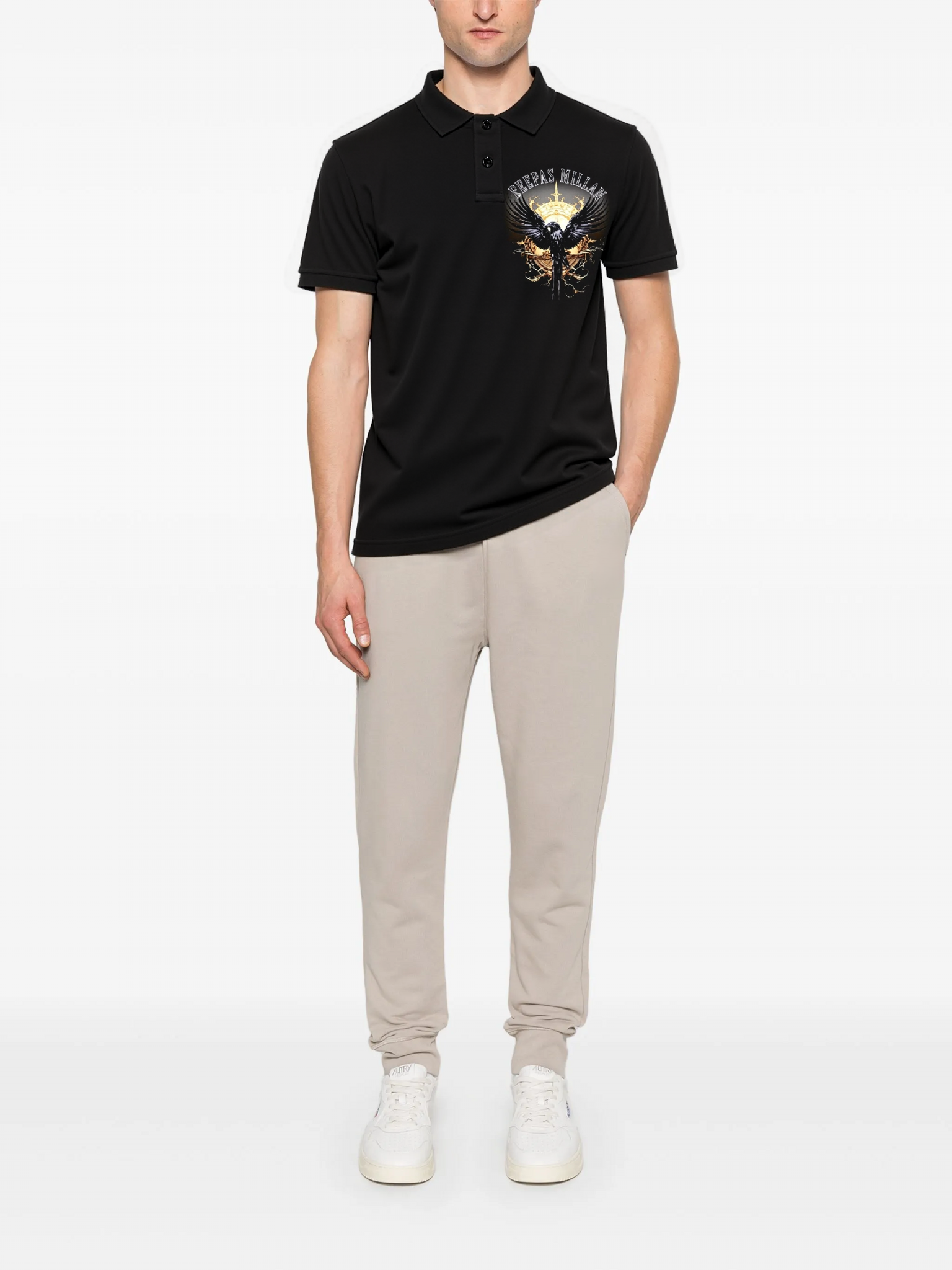 FesFas Eagle-print | Áo Polo | Nam | Màu Đen