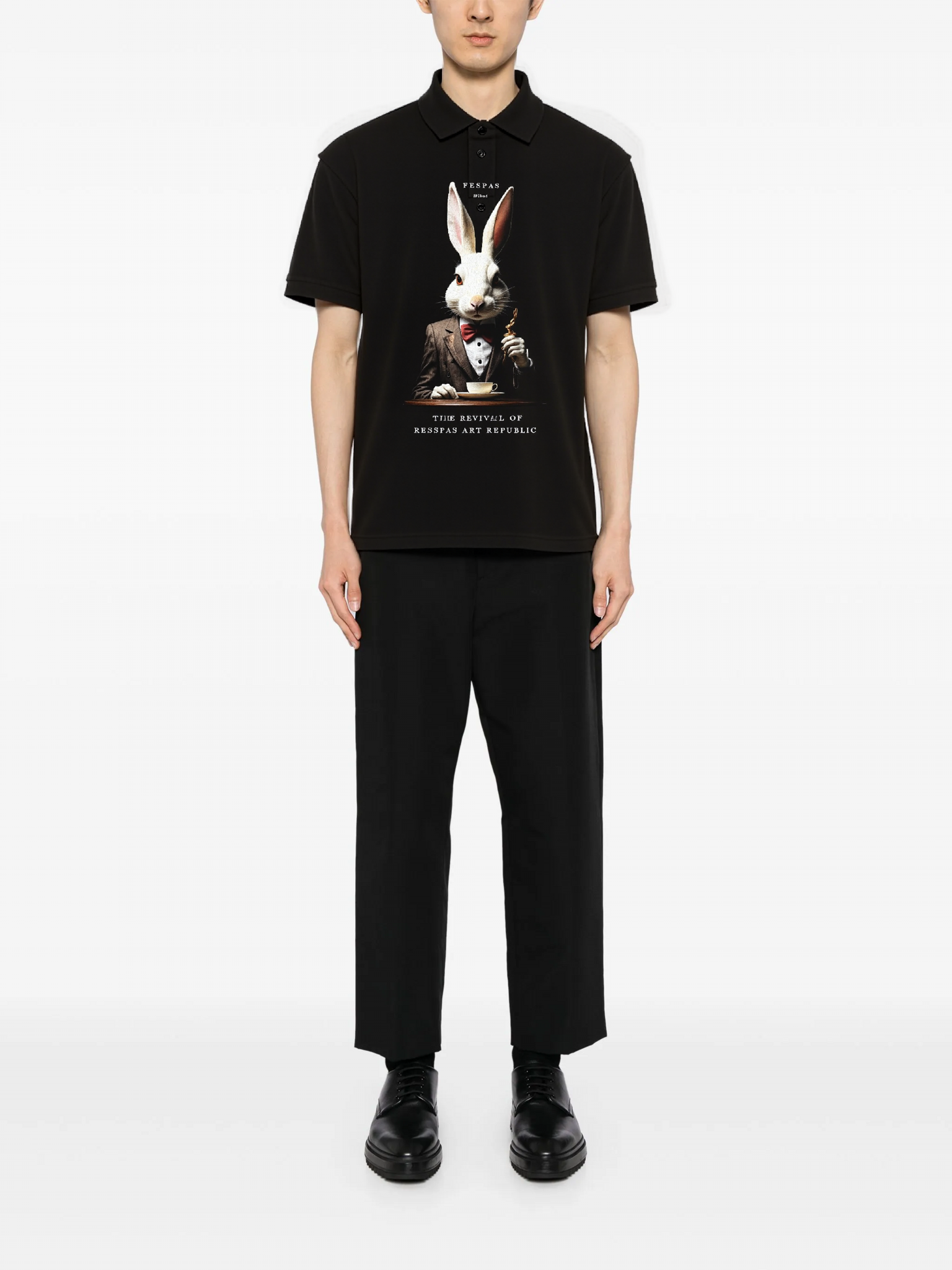 FesFas Rabbit-print | Áo Polo | Nam | Màu Đen
