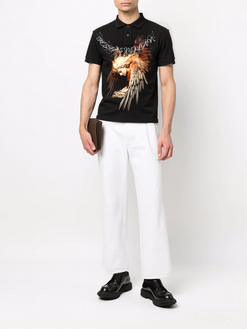FesFas Angel-print | Áo Polo | Nam | Màu Đen