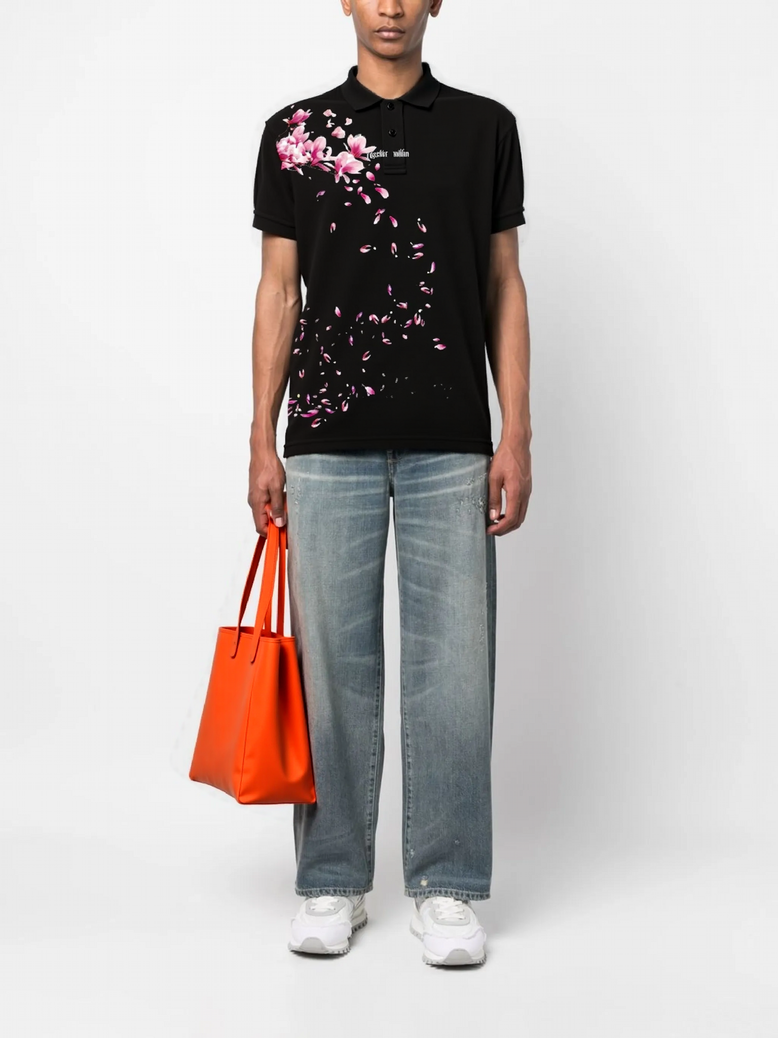 FesFas Floral-print | Áo Polo | Nam | Màu Đen