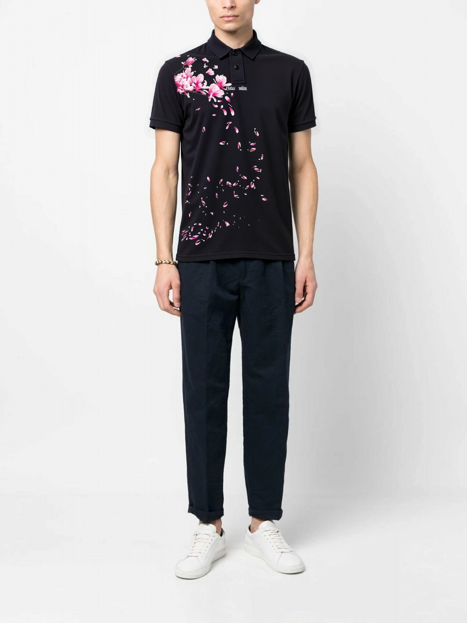 FesFas Floral-print | Áo Polo | Nam | Màu Đen