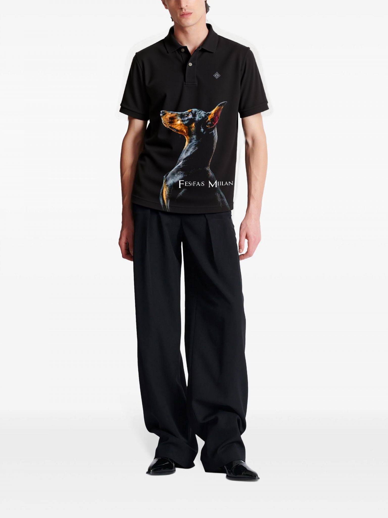 FesFas Doberman-print | Áo Polo | Nam | Màu Đen