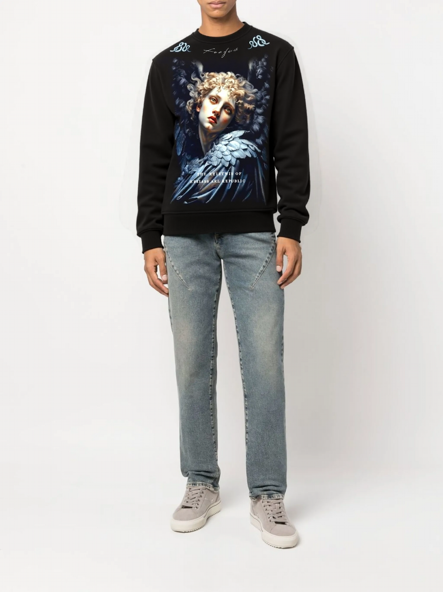 FesFas Angel-print Sweatshirt Set | Black | Men