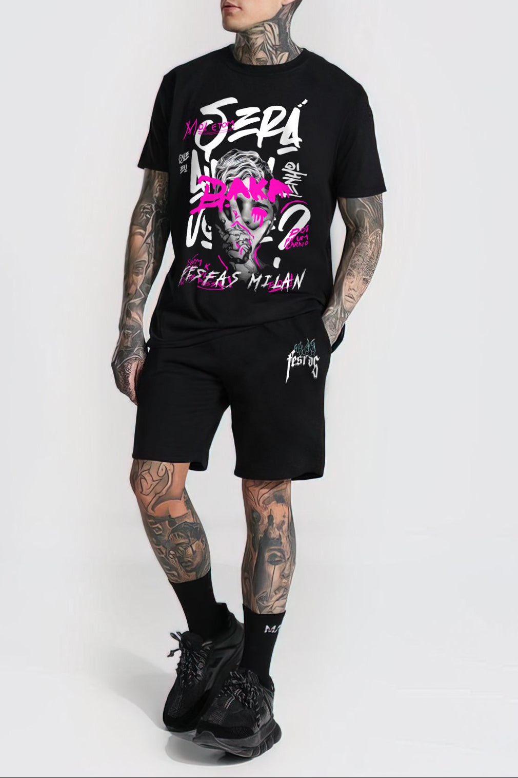 FesFas baka-print | Áo Thun | Nam | Màu Đen