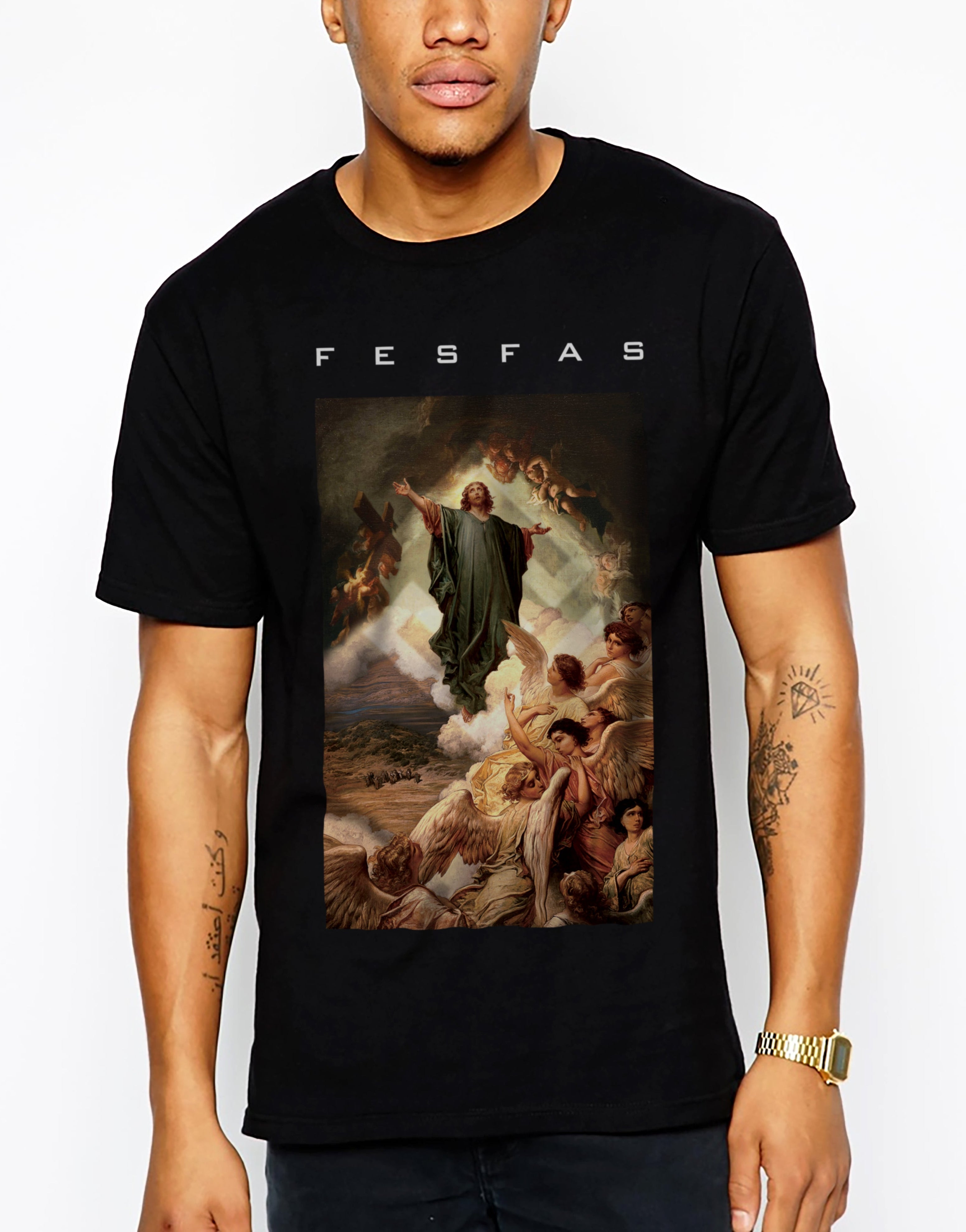 FesFas God-print | Áo Thun | Nam | Màu Đen