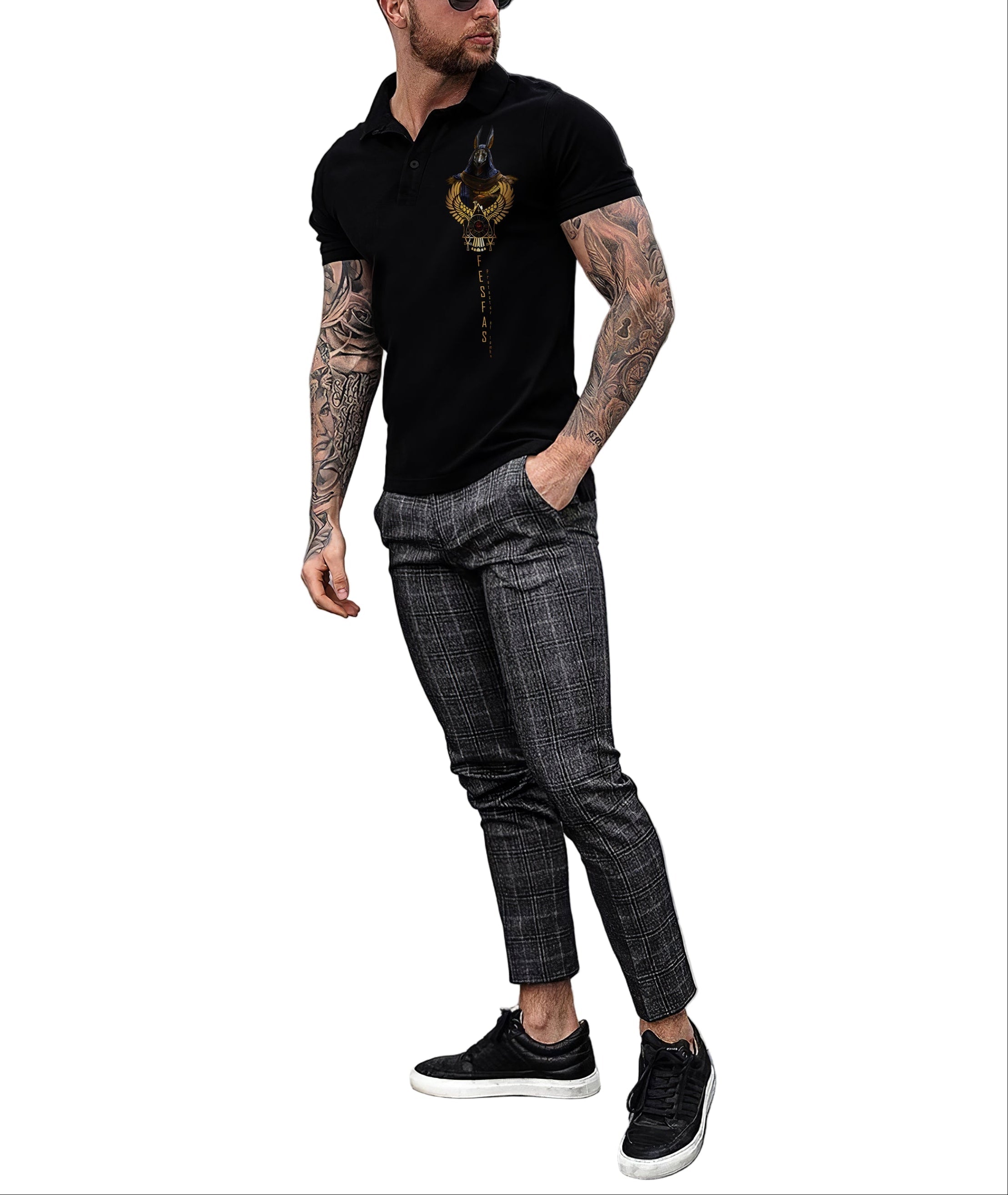 FesFas Anubis-print | Áo Polo | Nam | Màu Đen