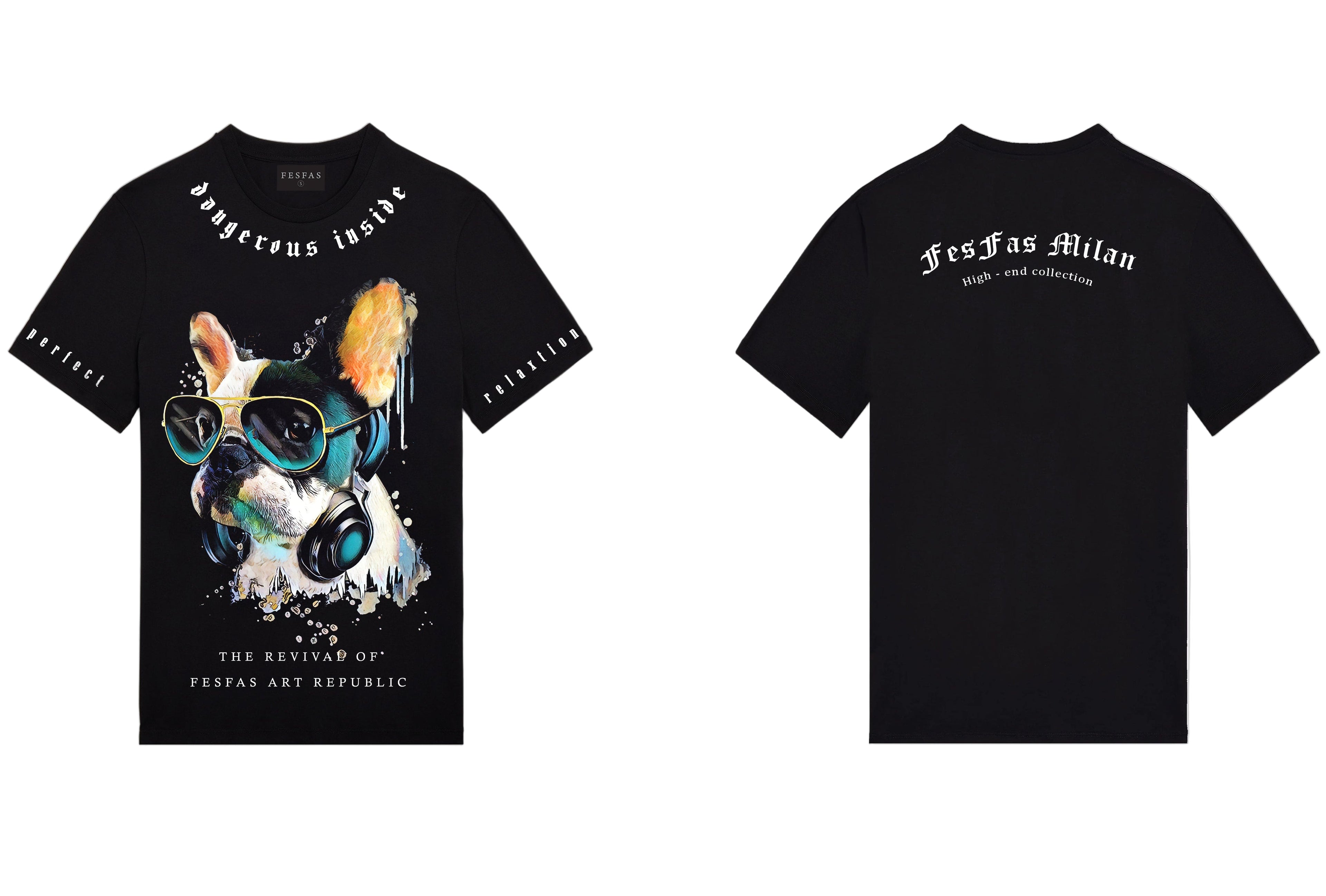 FesFas Bulldog-print | Áo Thun | Nam | Màu Đen